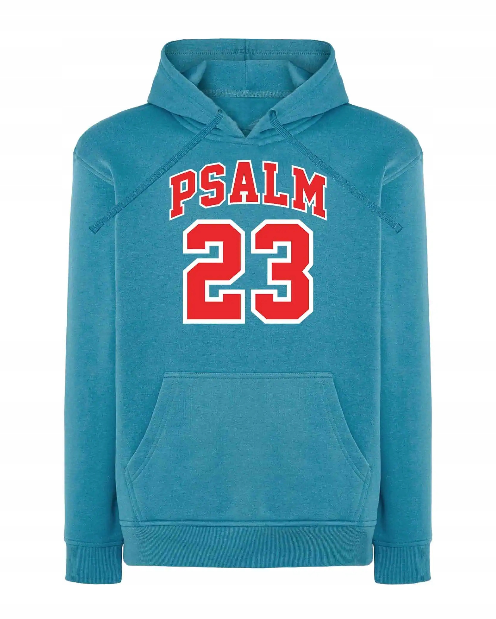 Mikina s kapucí Žalm 23 Pan je můj Pastýř Světle modrá L