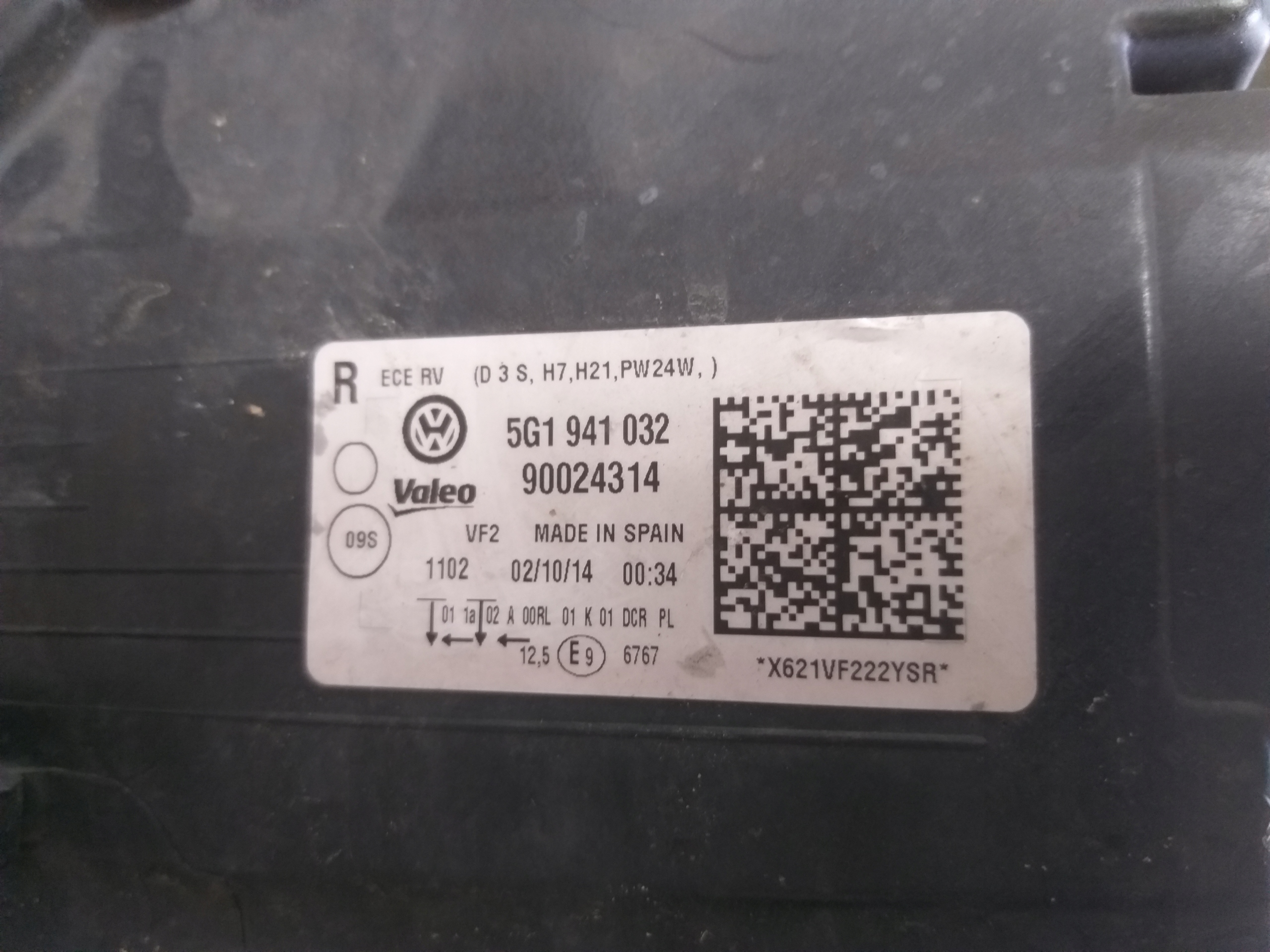 LIGHT FRONT RIGHT VW GOLF VII 7 XENON 5G1941032