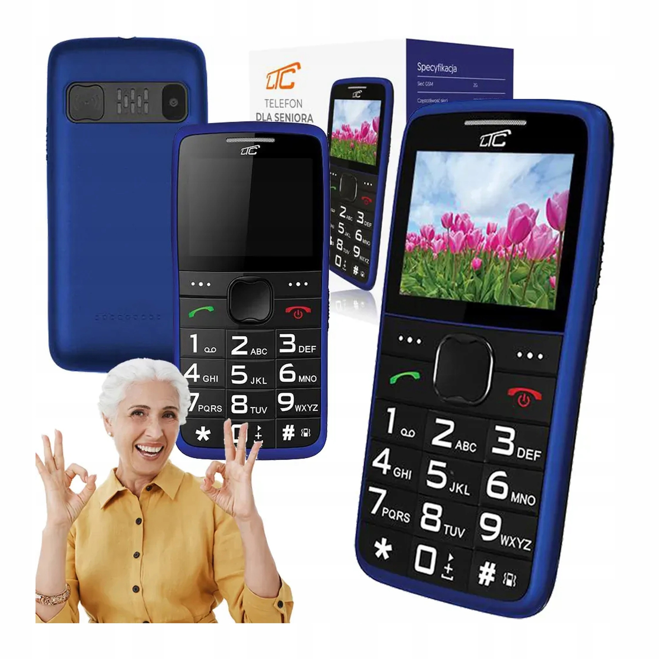Telefon Komórkowy Dla Emeryta Babci Dziadka Głośny Dzwonek Duże Cyfry Sos
