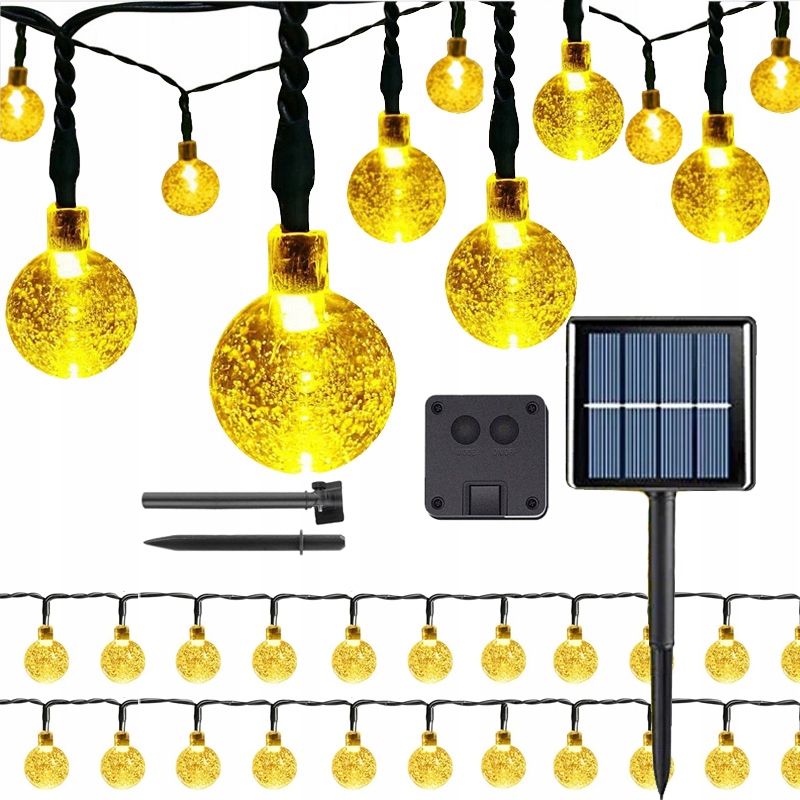 GIRLANDA SOLARNA OGRODOWA LAMPKI SOLARNE ŚWIETLNA 9.5M 50LED