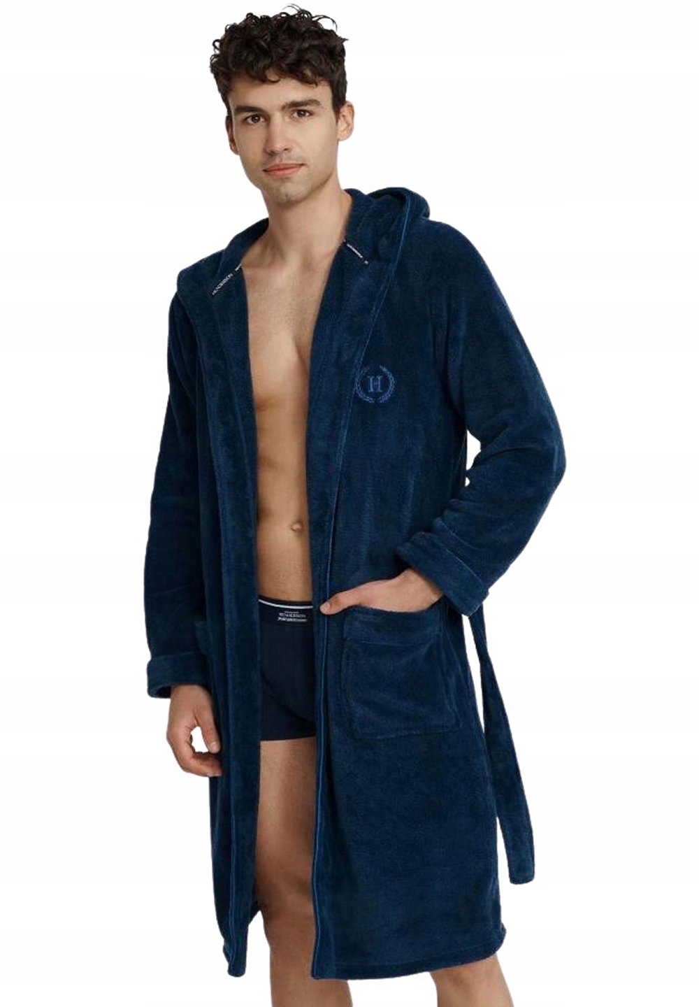 HENDERSON* Szlafrok męski UNTIL 40981 *XXL*-59X granat Długość do kolan