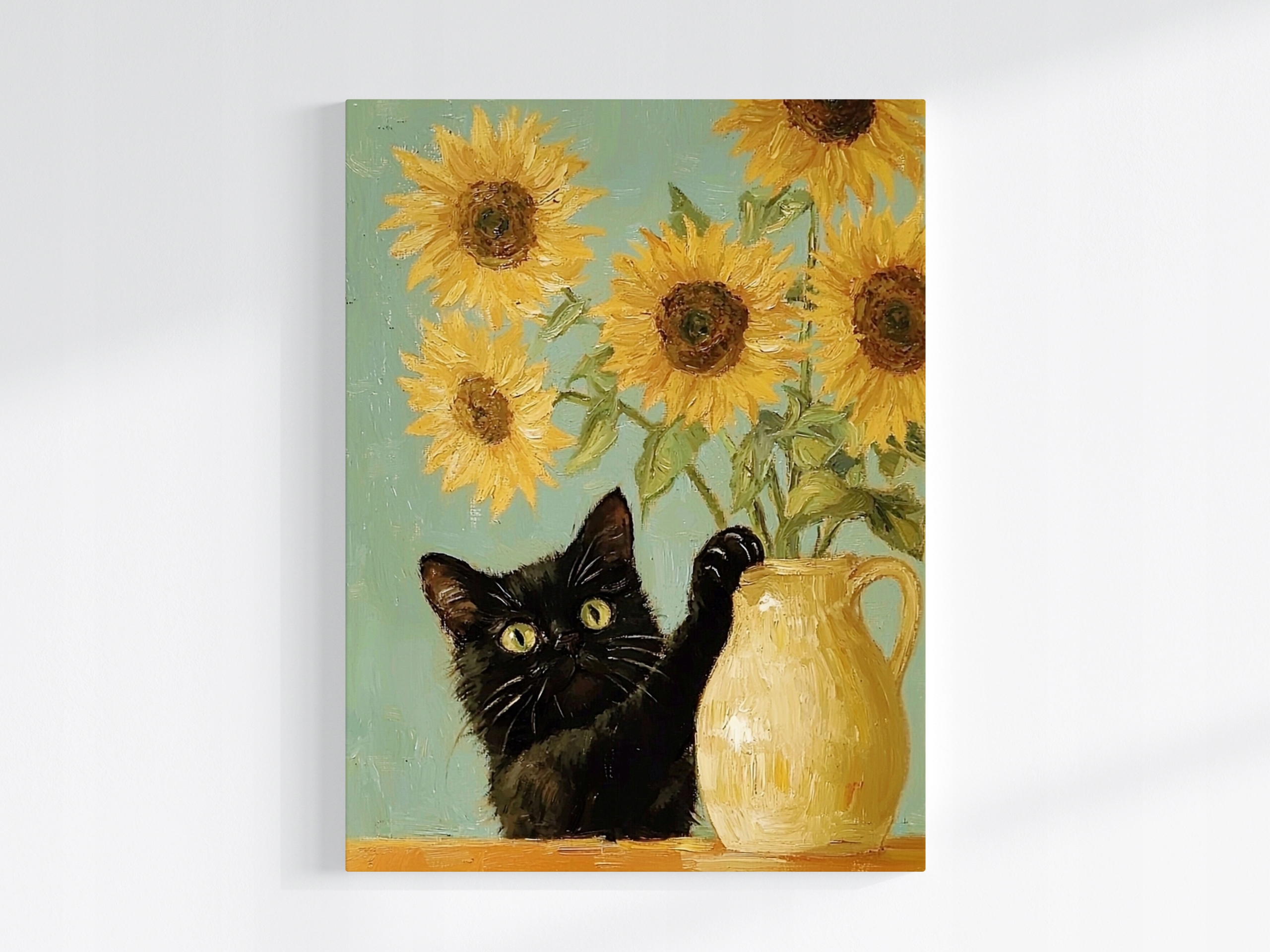 Obraz Na Plátně Canvas Černá Kočka Žluté Slunečnice Van Gogh 60x80