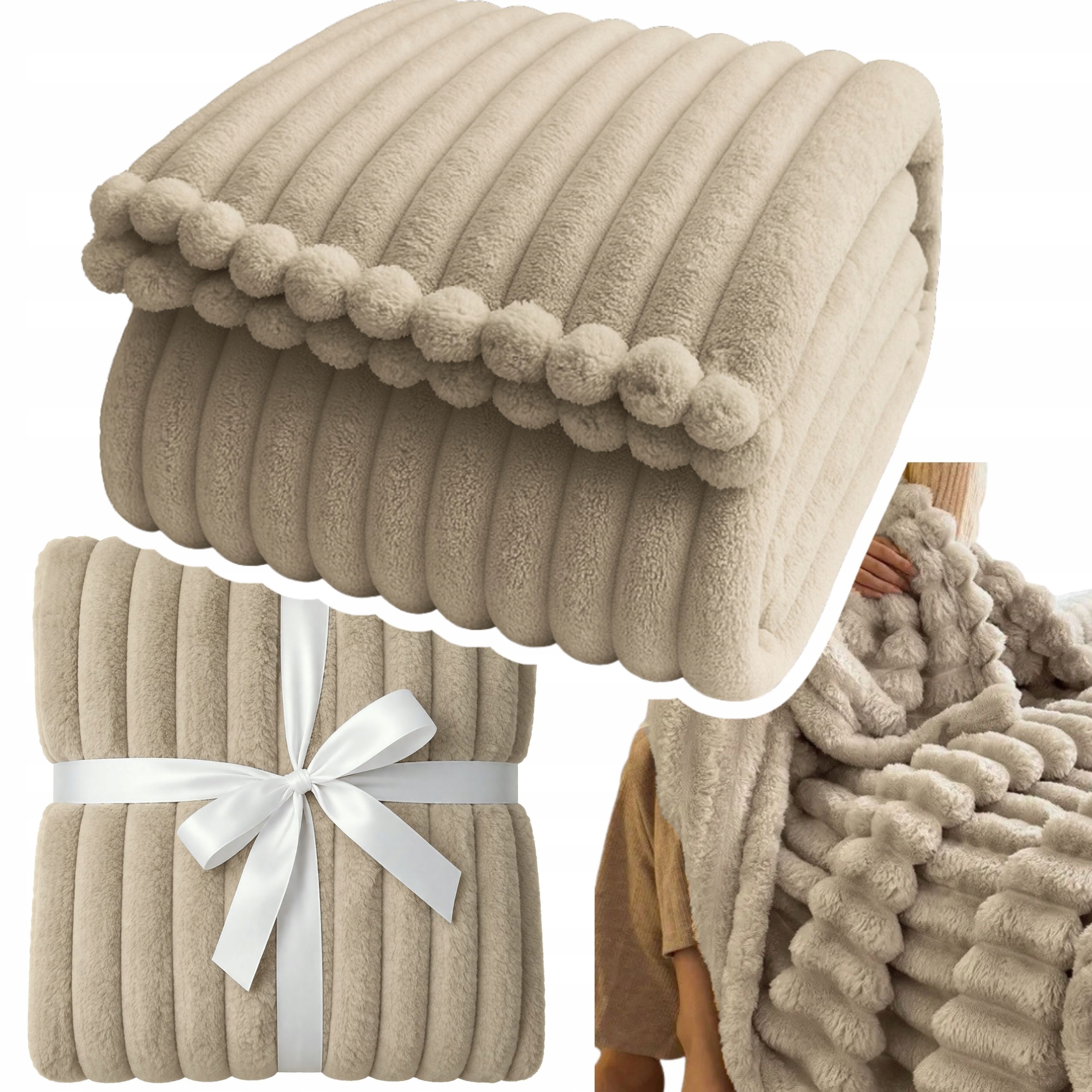Měkká Přikrývka Na Postel S Lisovanými Proužky Sherpa Teplá 220X230 Silná