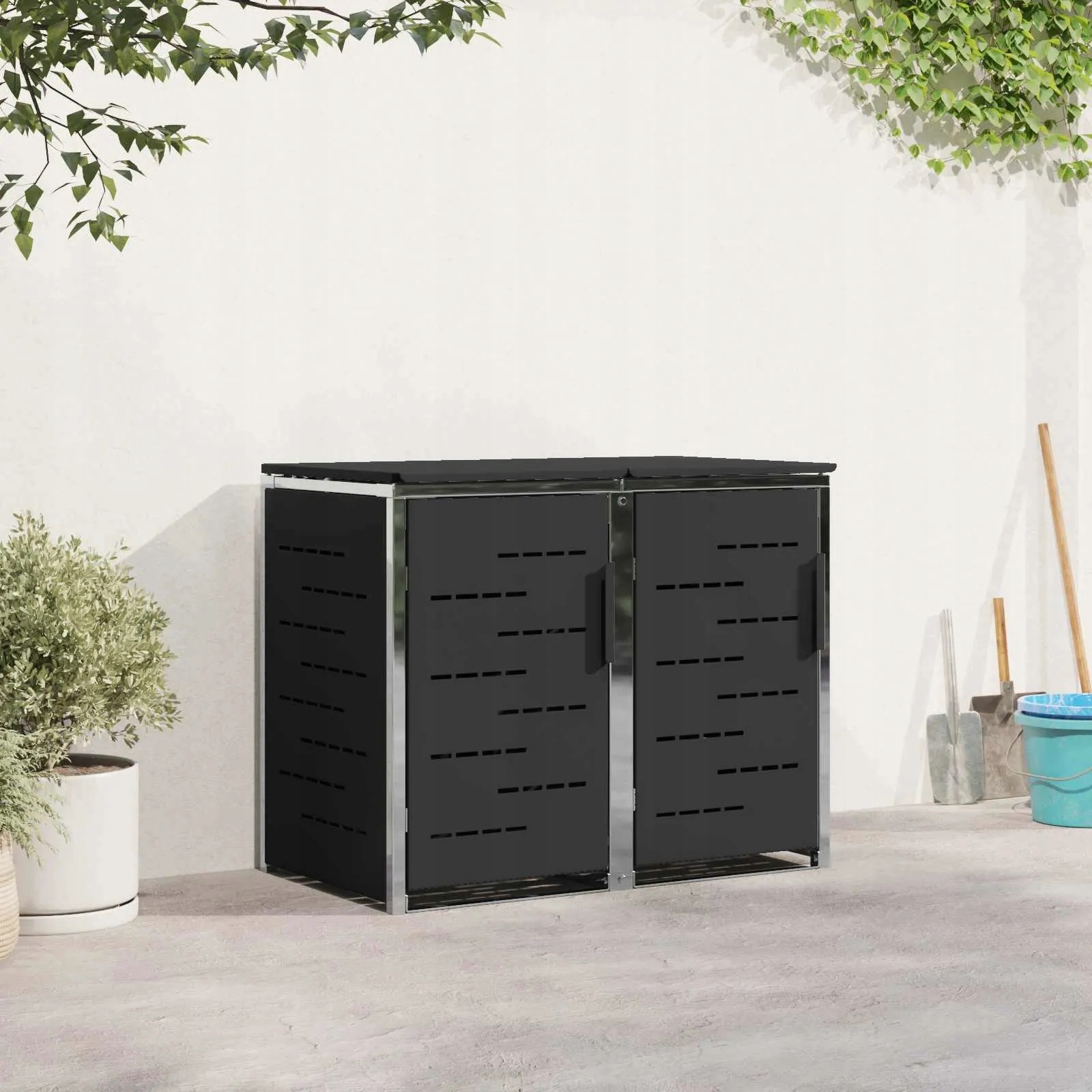 vidaXL Skladování odpadkového kontejneru for 2 Bins 240L Nerezová ocel