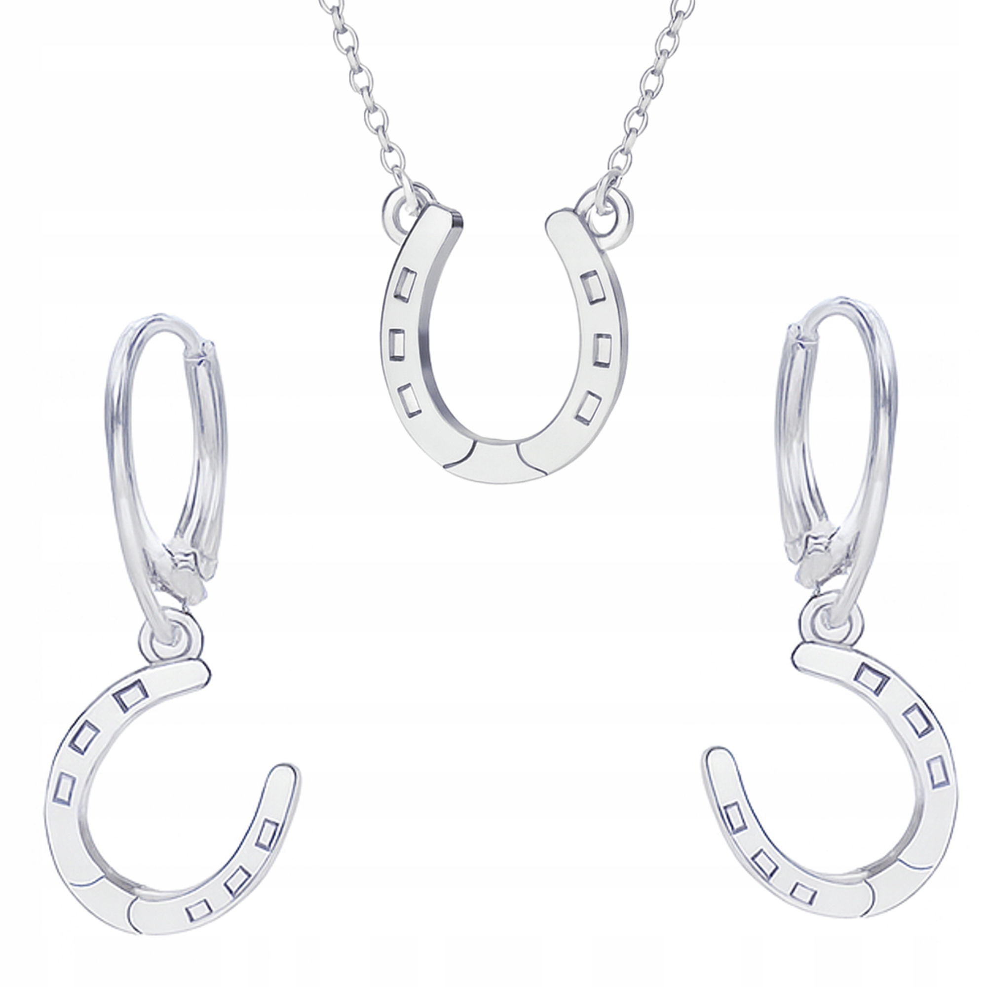 Sada stříbrných šperků Velká podkova Symbol štěstí Stříbro ryzost 925