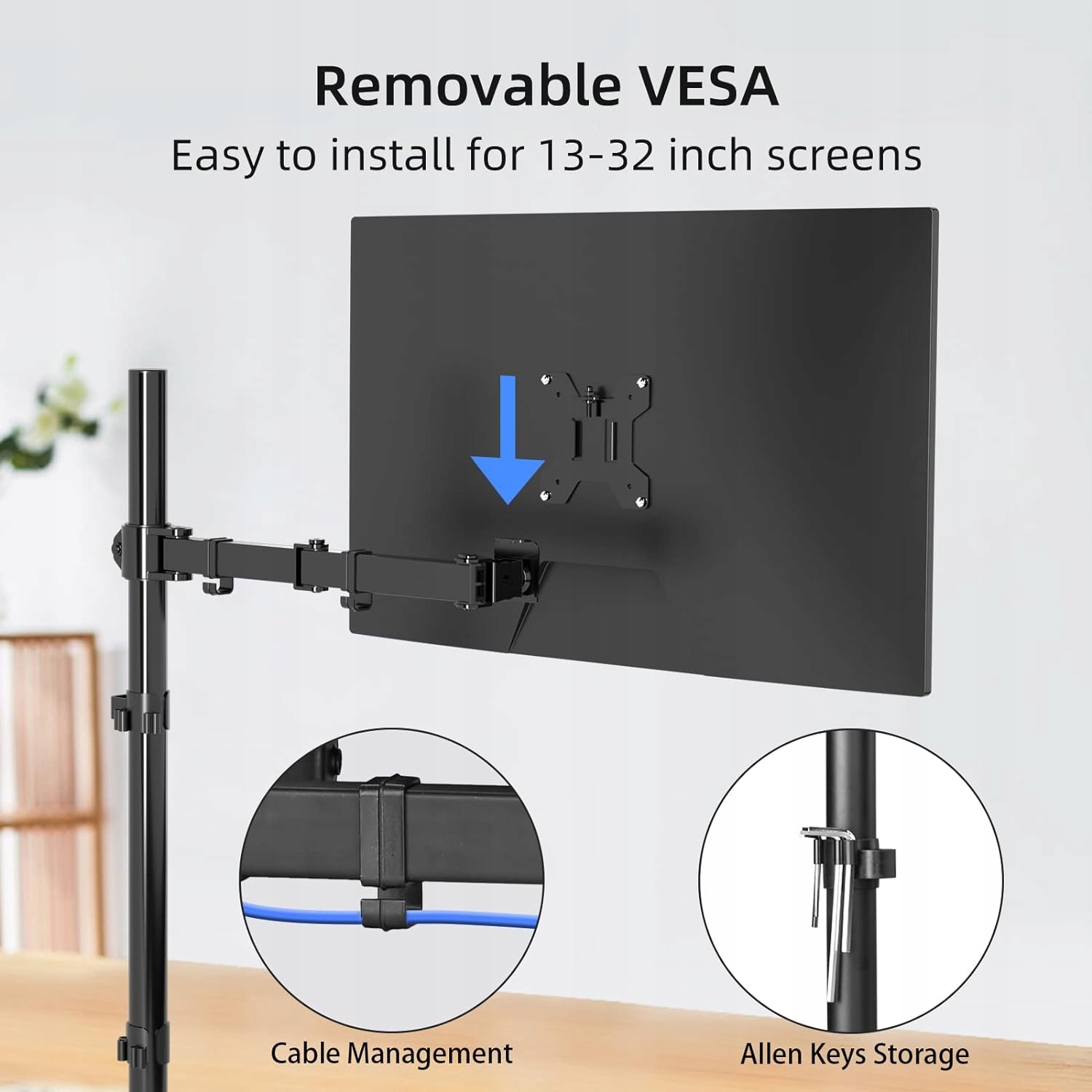 Uchwyt do pojedynczego ekranu Suptek, uchwyt do monitora Model MD6821