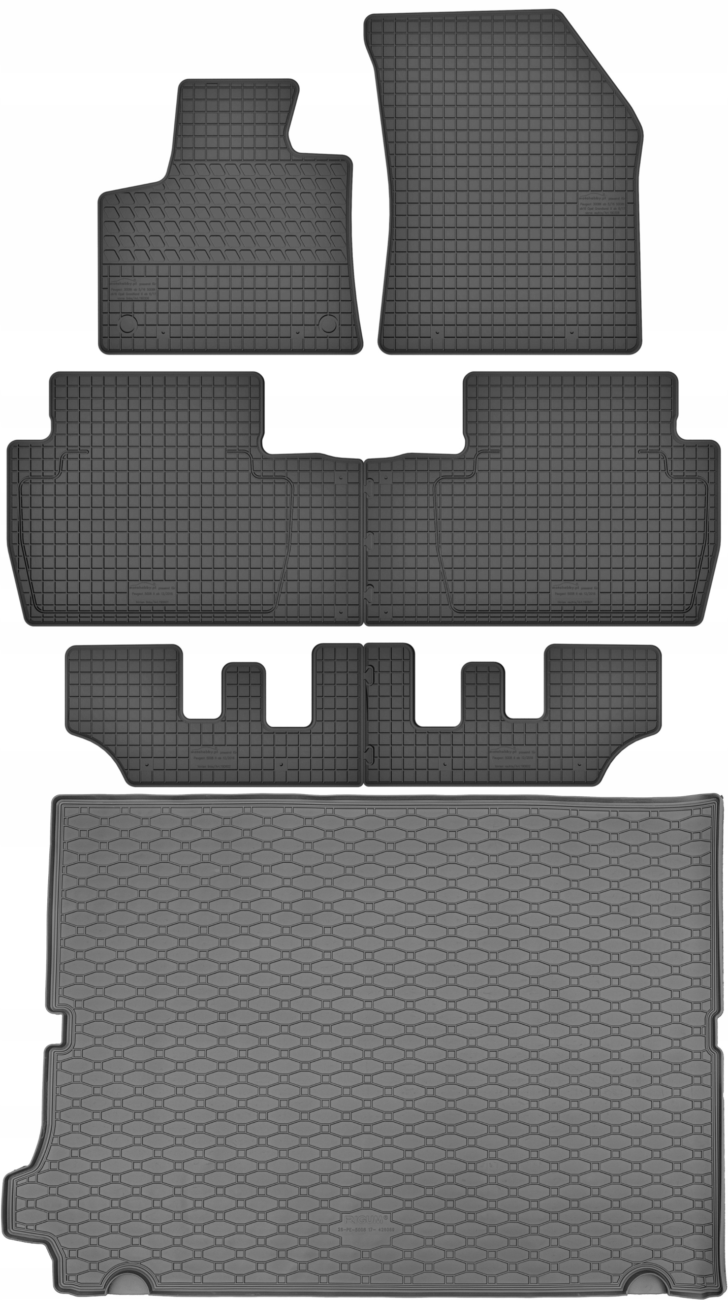 Peugeot 5008 II Suv 2017-2024 7-miestny Sada Koberce batožinový priestor