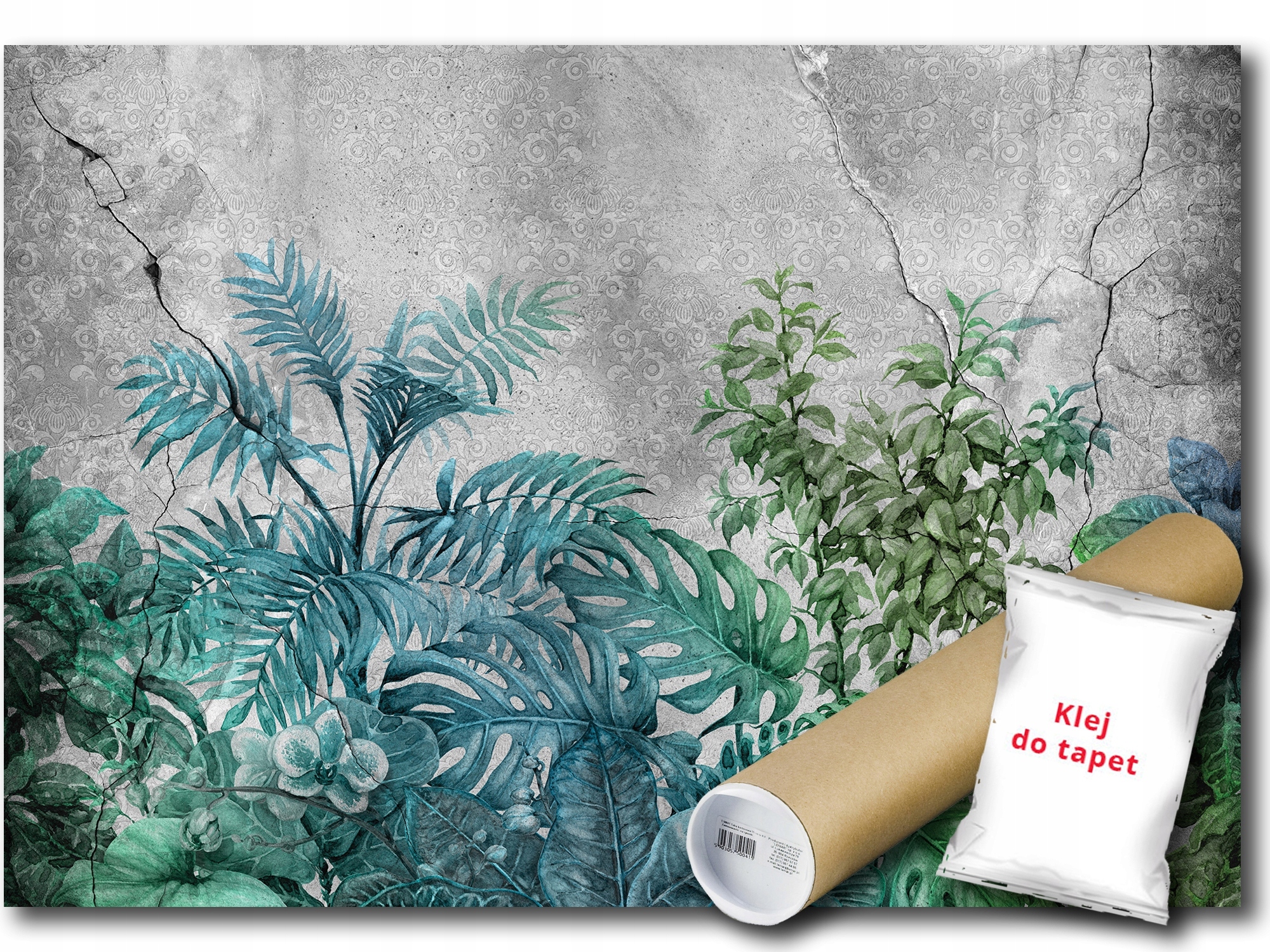 Vinylová Fototapeta Imitace Betonu Stěna Struktura Rostliny Zeleň 416x254