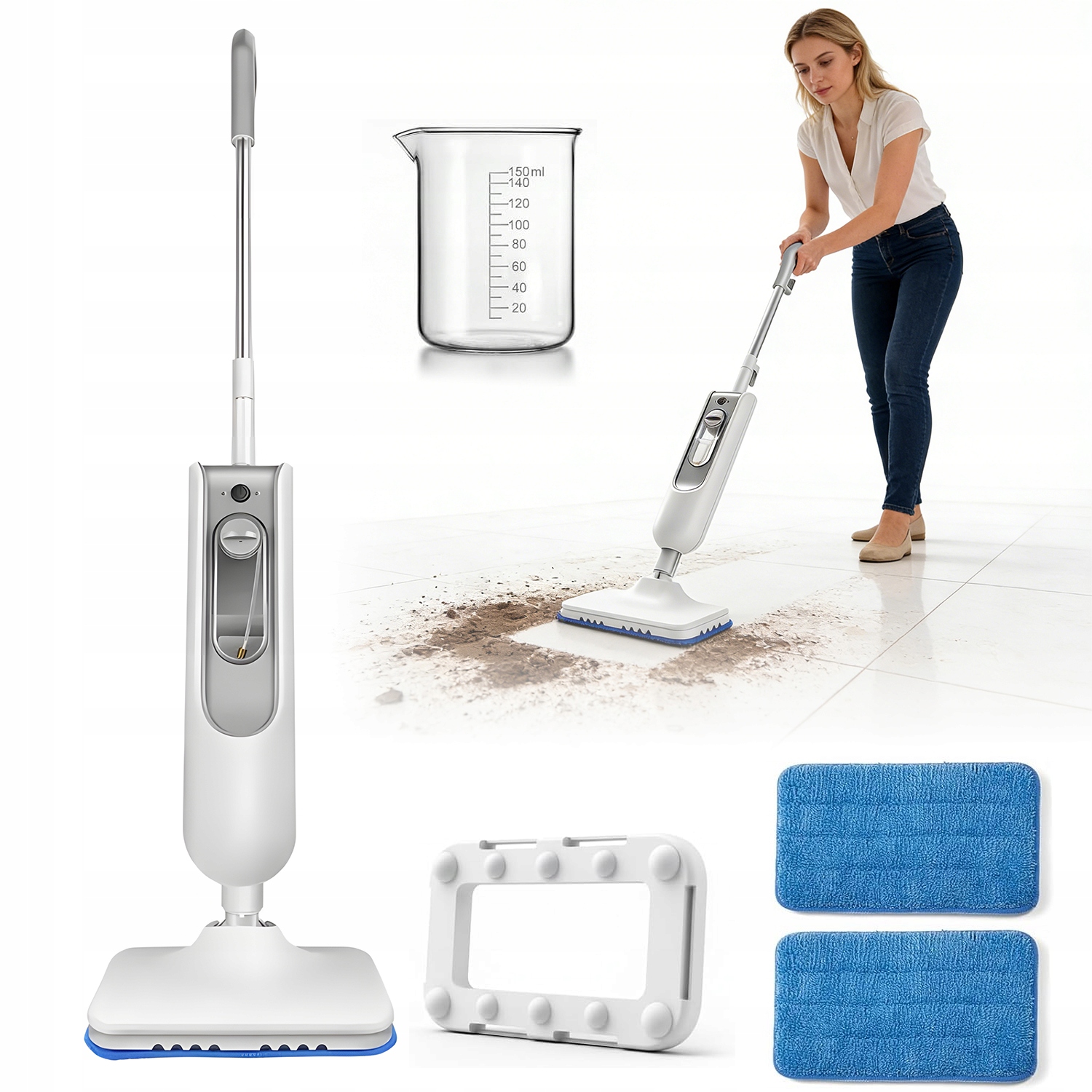 Parní Mop 1500W 400ML 2.6BAR Na Čištění Podlah, Nábytku A Kuchyně