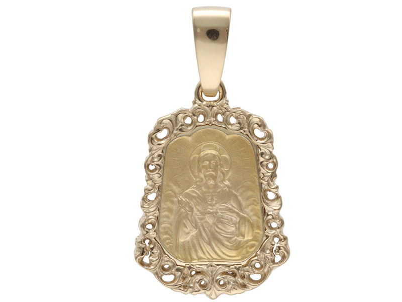 Zlatý medailonek 585 Vzkříšený Pán Ježíš křest Svaté Přijímání dárek 14k