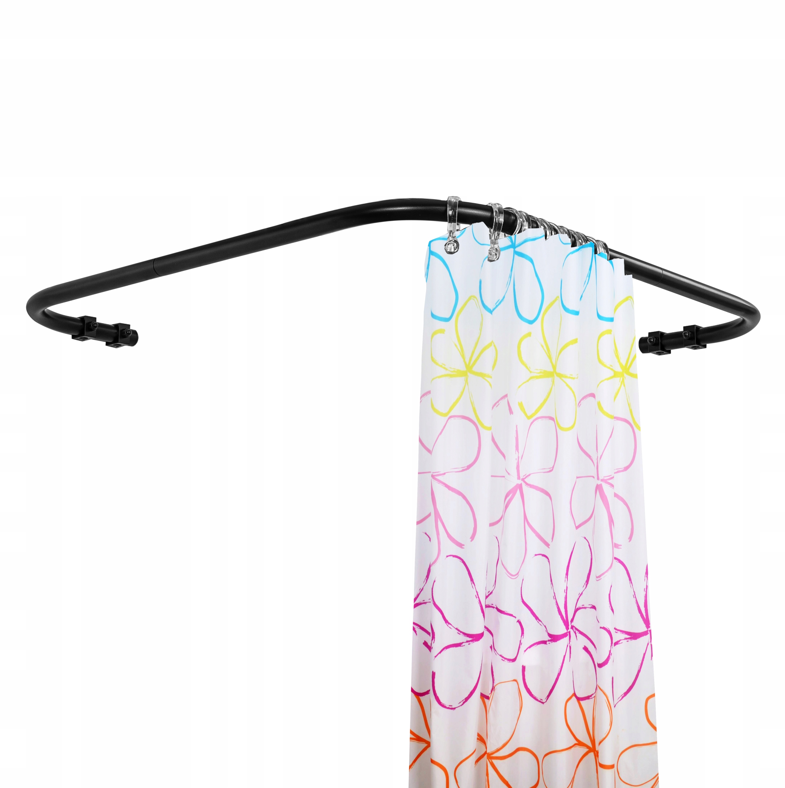 Tyč Sprchového Závěsu Úhlová Černá 80X80