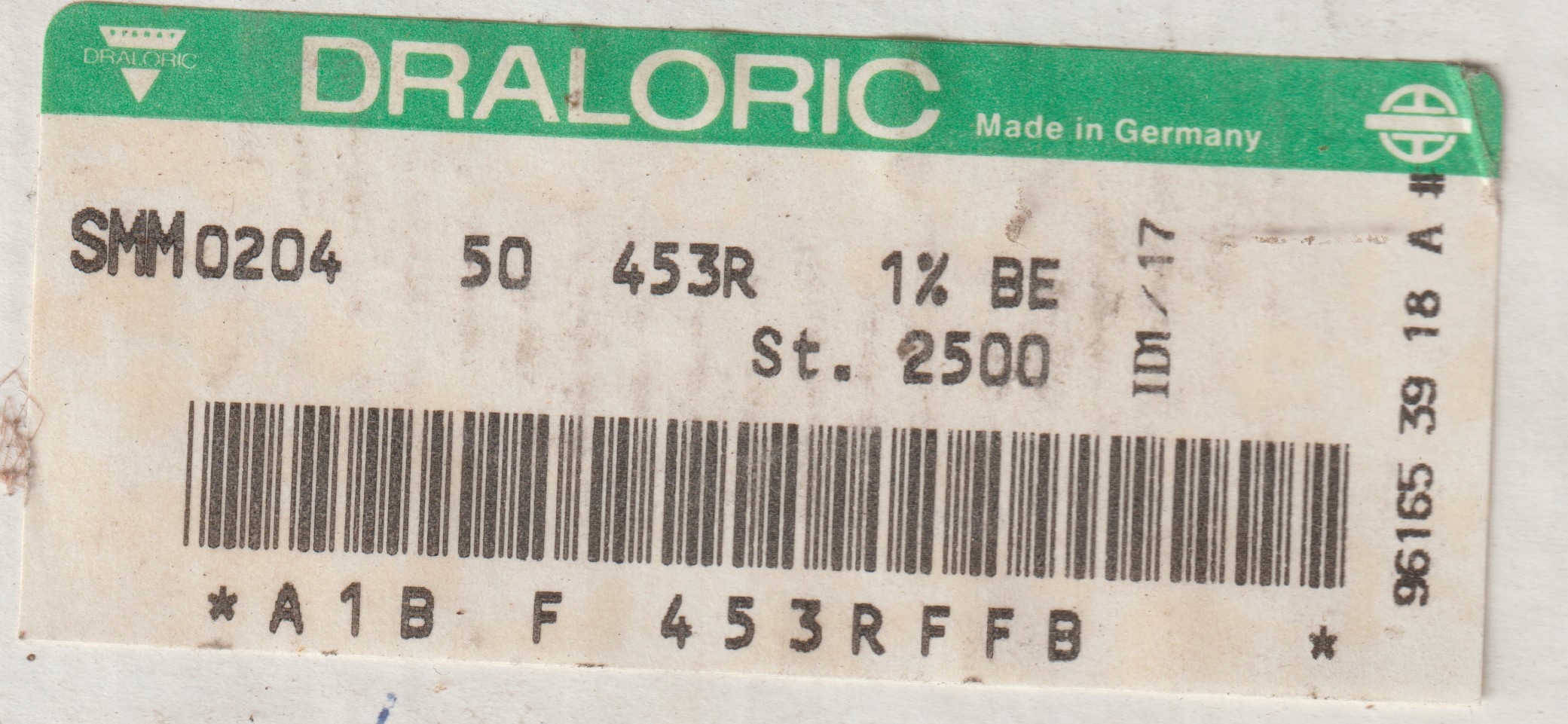 [100szt] 453R 1% 50ppm rezystor Smd minimelf SMM0204 Draloric low noise