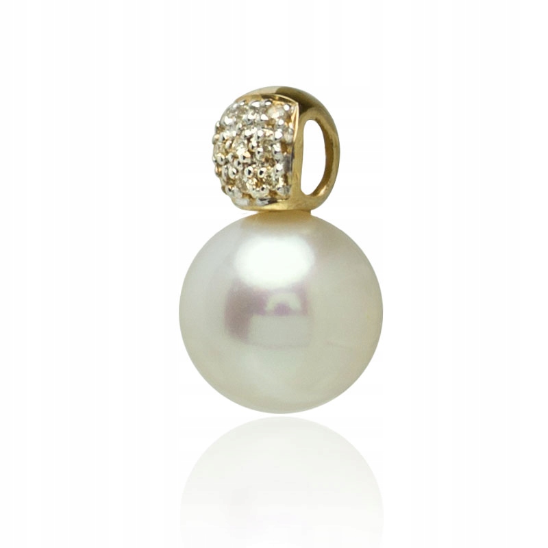 Zlatý Přívěsek S Kulatou Perlou Aaa A Brilianty