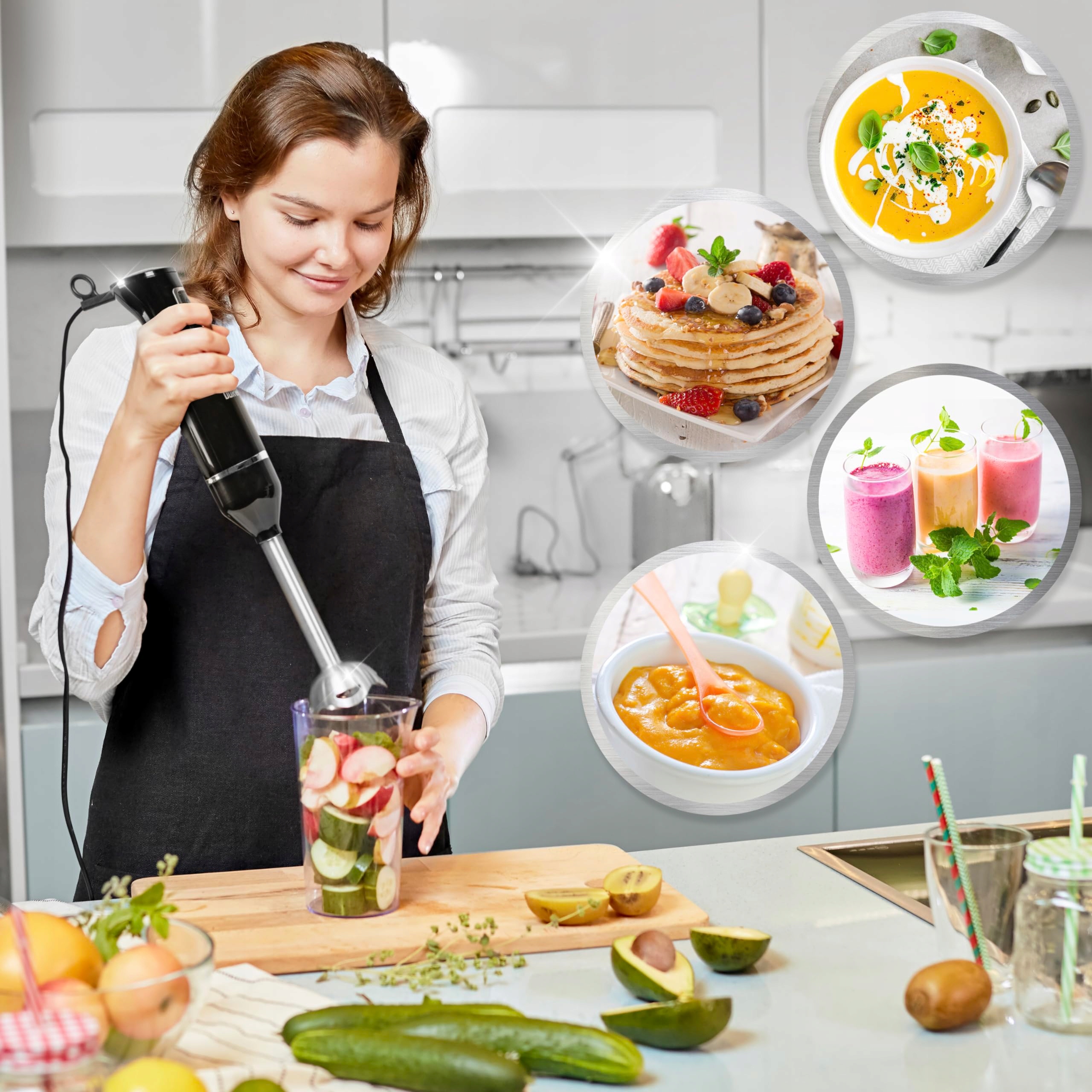 DURONIC HB35B Blender Ręczny 350W Stalowy Do Zup Smoothie Püree Sosów — miniatura 6