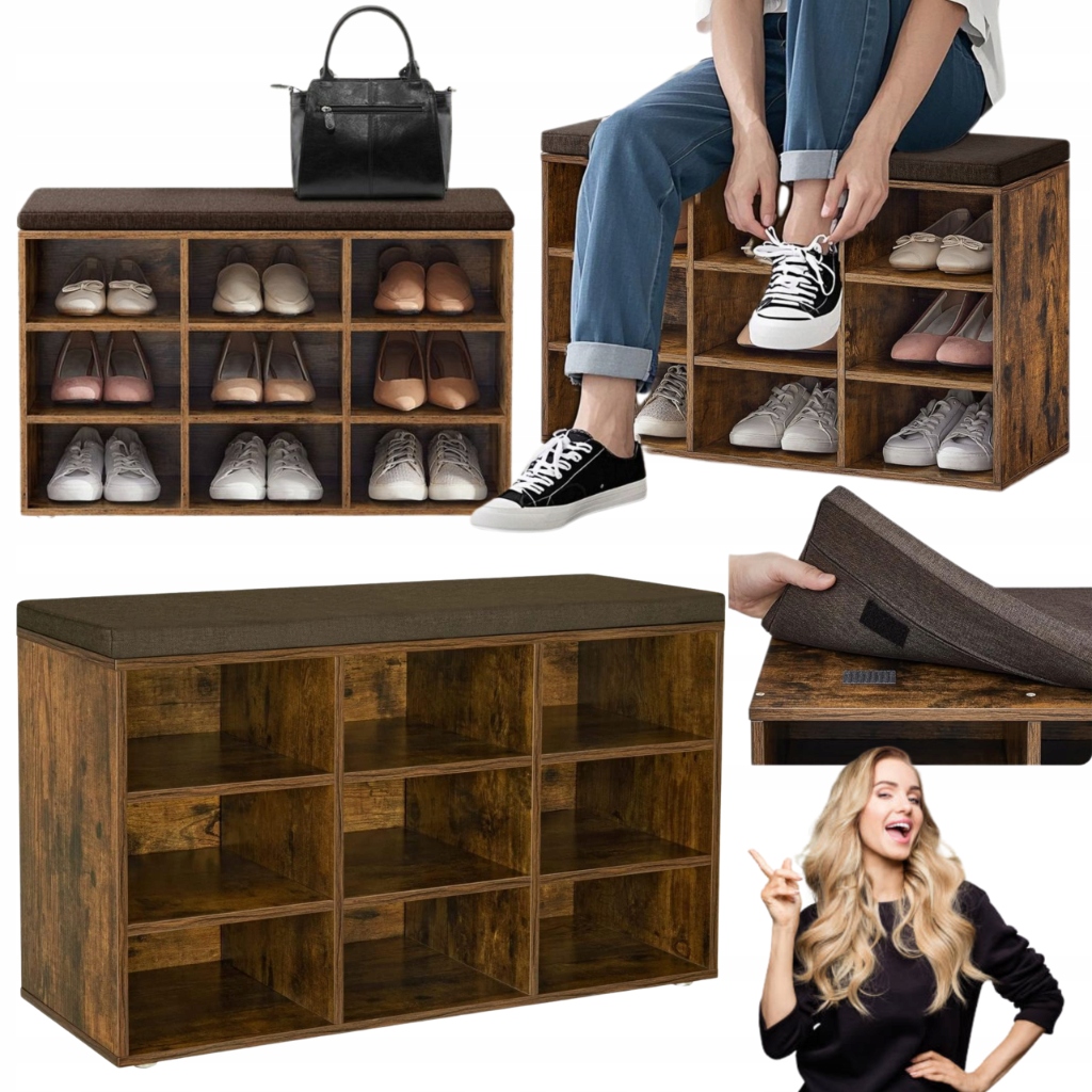 Skriňa Polička na topánky s sedadlom Stojan 9 priehradiek do predsiene Loft