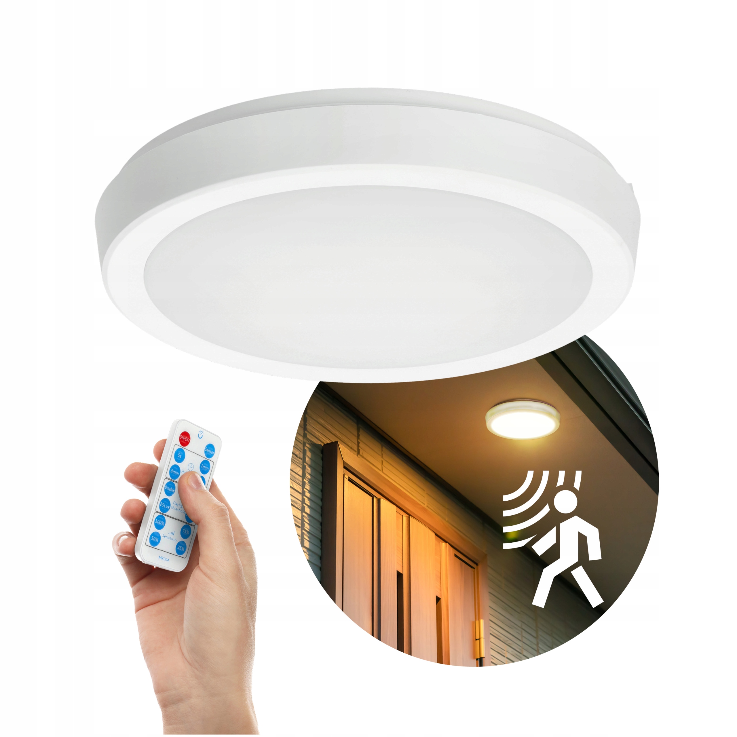 Stropní svítidlo 24W Stropní Svítidlo Snímač pohybu Cct Regulace IP65 Bílá dálkový ovladač