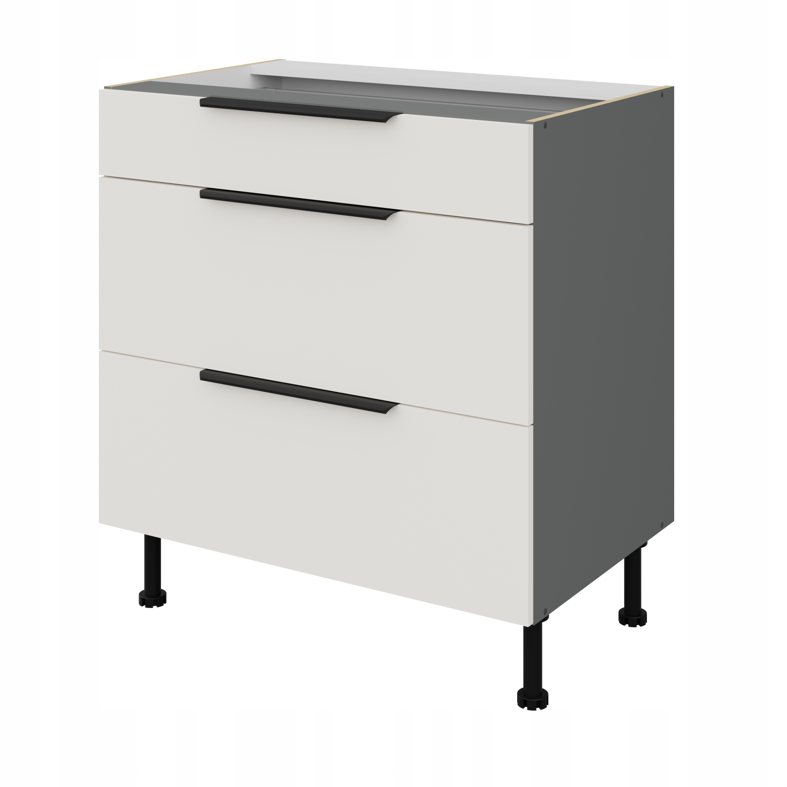 Kuchyňská skříňka stojící 80 cm s zásuvkami Premium Box, skříňka bílá matná