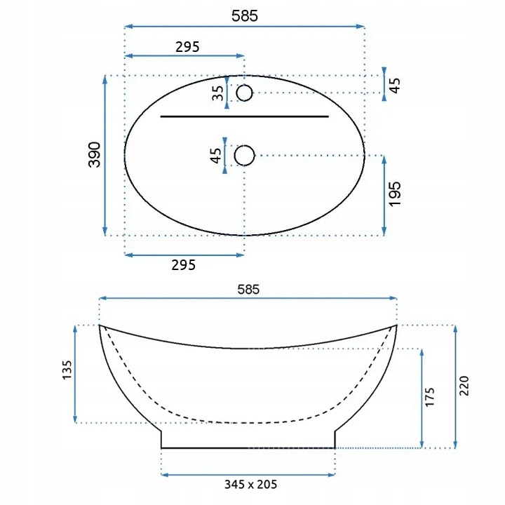 UMYWALKA NABLATOWA CERAMICZNA OWALNA BIAŁA Z OTWOREM PRZELEW REA CINDY Linia Cindy