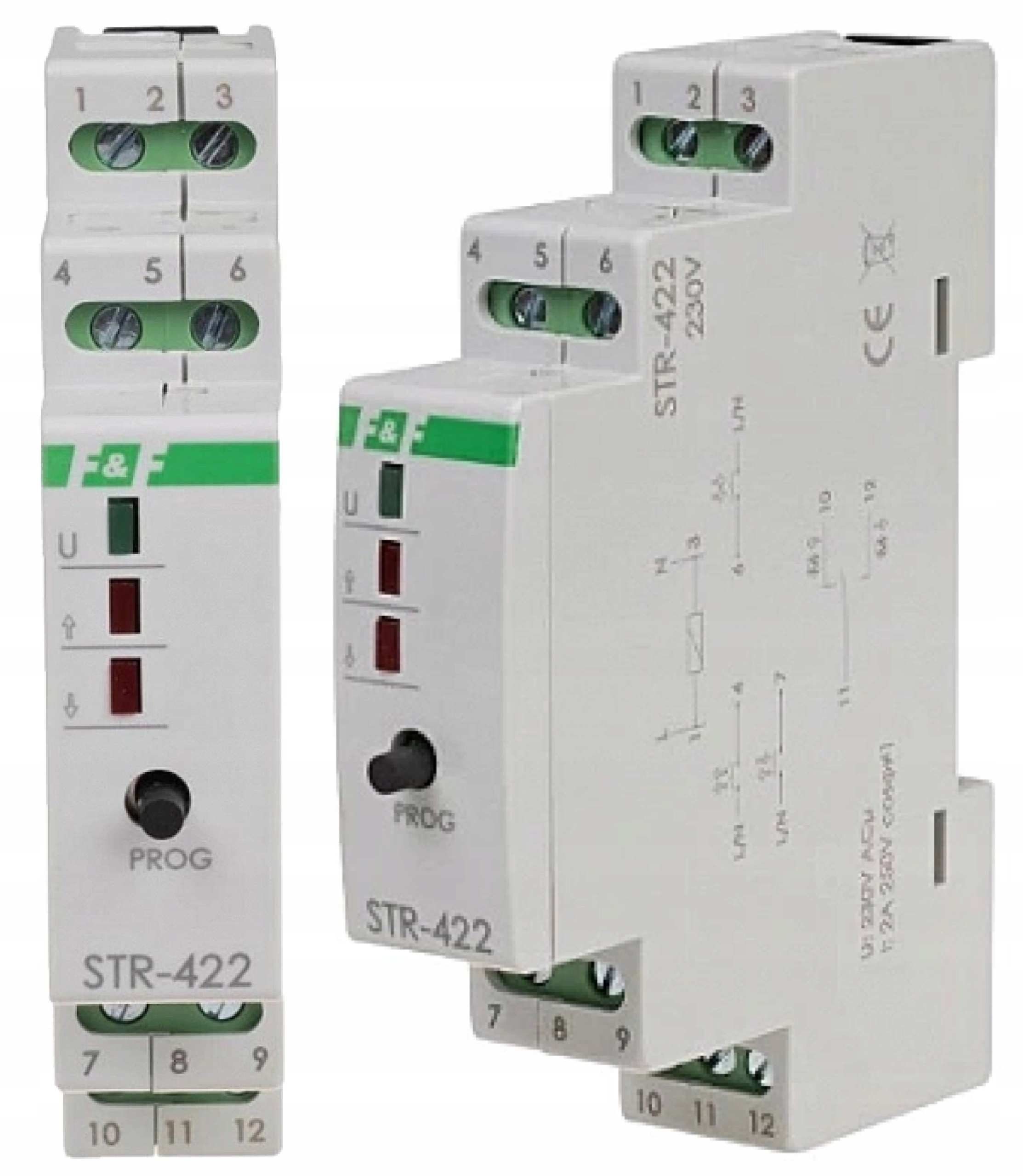 Jednotlačítkový ovladač rolet na Din lištu TH-35 230V STR-422 F&f