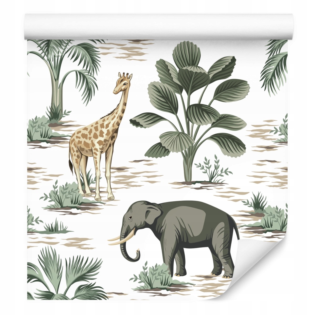 Flizelinová tapeta Zvířata Safari Palmy Dekor 3D