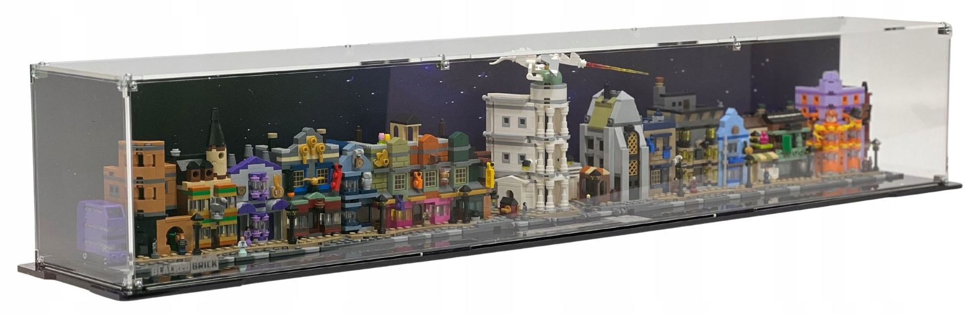 Vitrína s pozadím Blacked Brick pre Lego 76444 Harry Potter Ulica s uhlopriečkou
