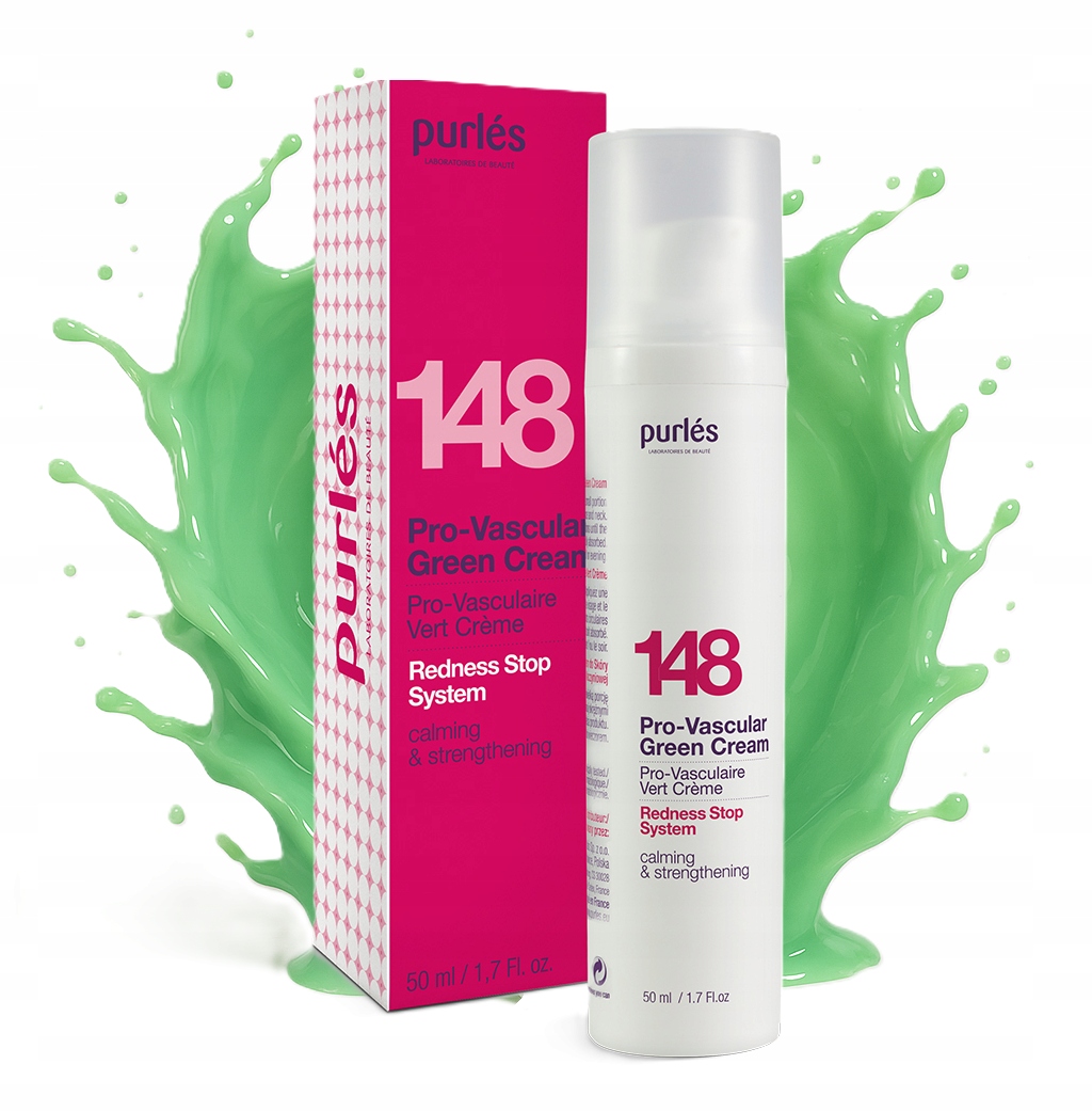Zielony krem na cerę naczyniową i trądzik różowaty 50ml – ukojenie Purles