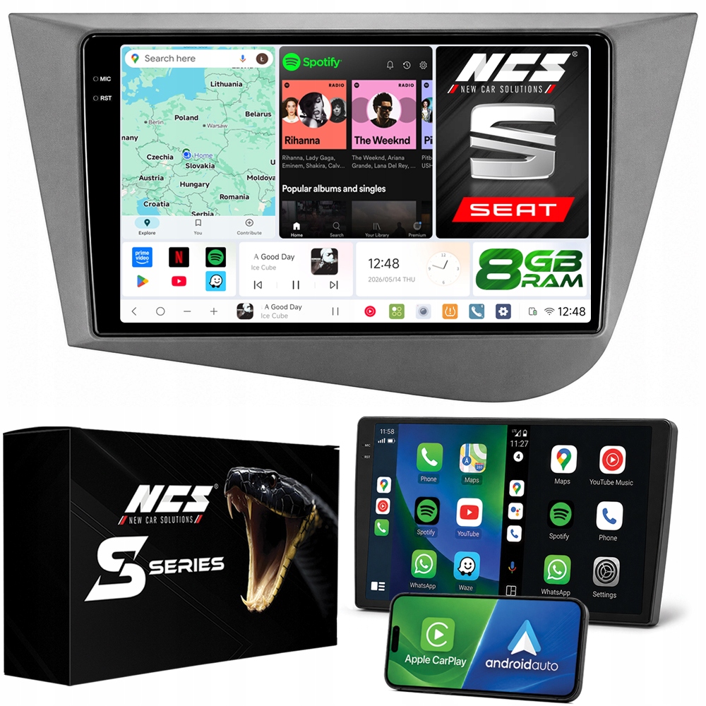 Rádio Navigace Ncs DS9 Seat Leon II 2004-2012 Android 8GB Lte 9″