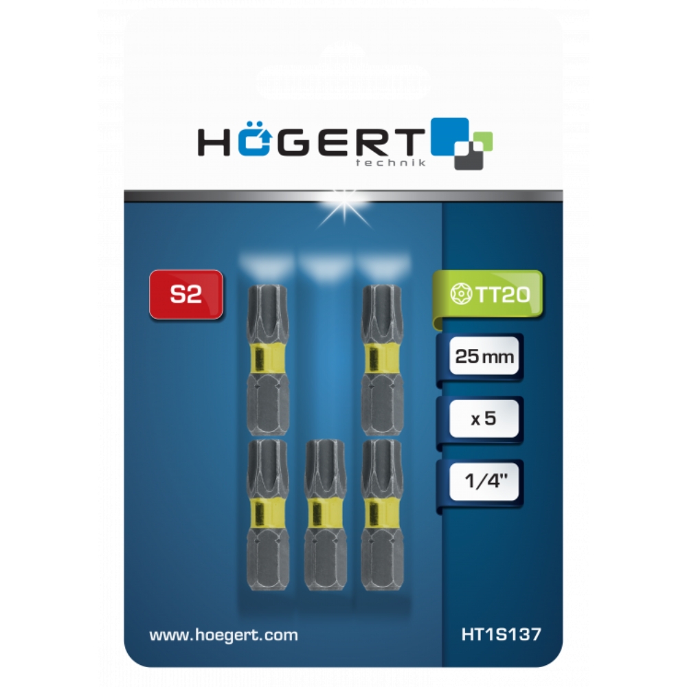 Bit 1/4” 25mm TT20 5szt. Högert HT1S137 Marka Hoegert Technik