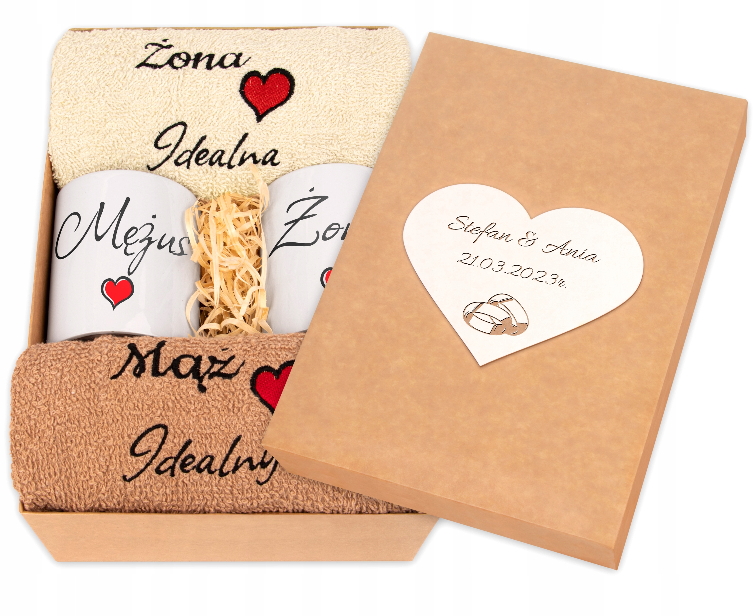 PREZENT NA ŚLUB WESELE ŚLUBNY ZESTAW RĘCZNIKÓW KUBKI HAFT imiona data ślubu Kod producenta 4031866753683