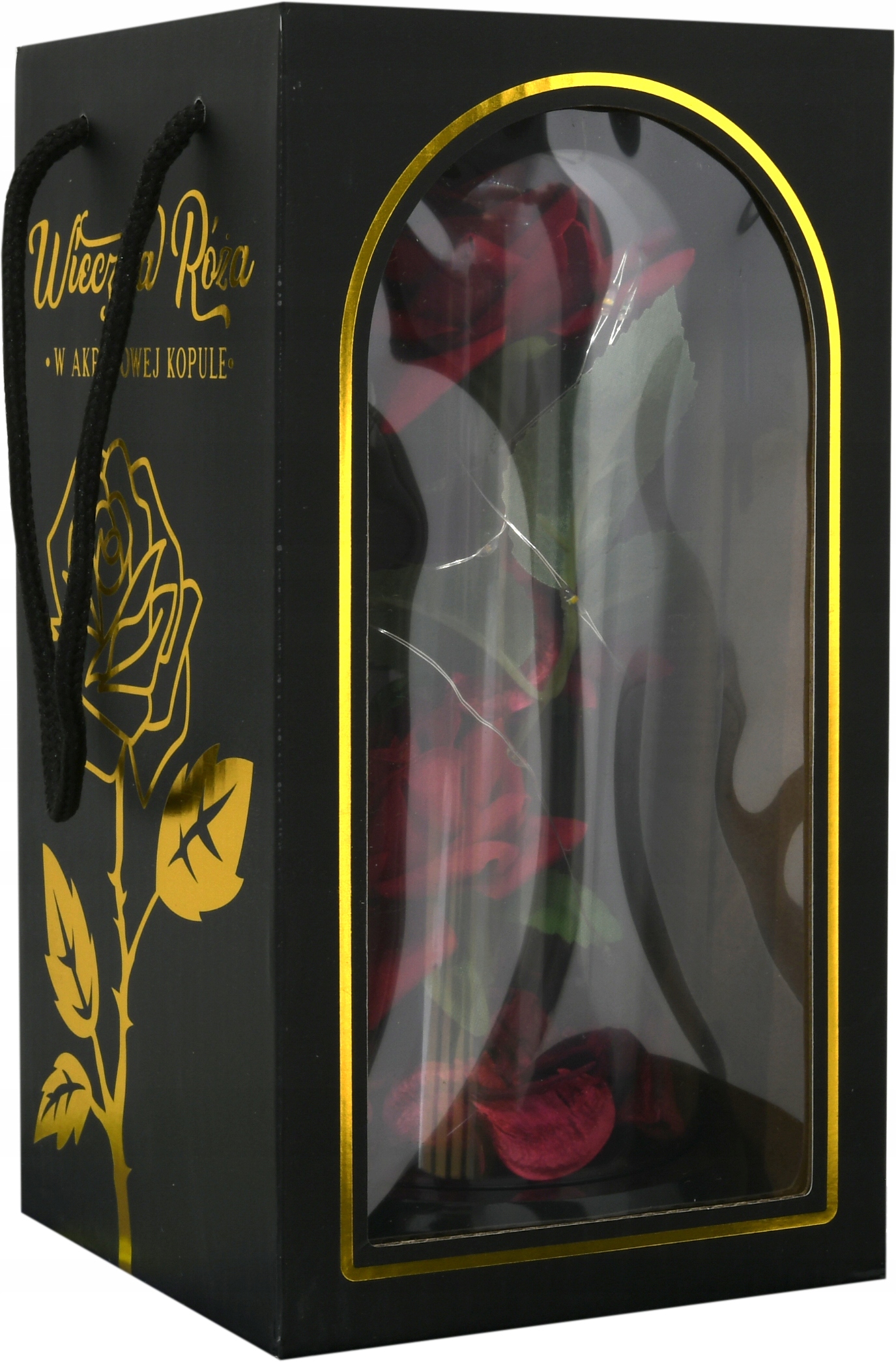 WIECZNA RÓŻA W SZKLE LED ŚWIECĄCA NA BATERIE + KABEL USB PREZENT Marka Norimpex