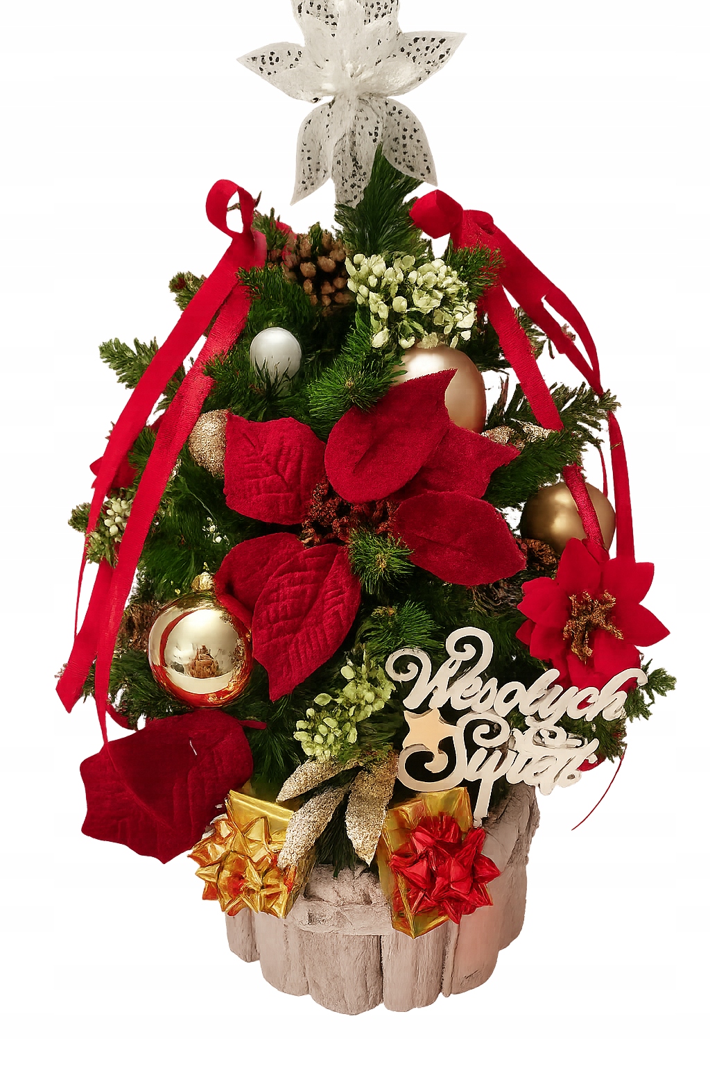 Umělý Vánoční Stromeček ozdobený hotovým Vánoční Dekorace Vánoční Baňky Lampičky 60 CM