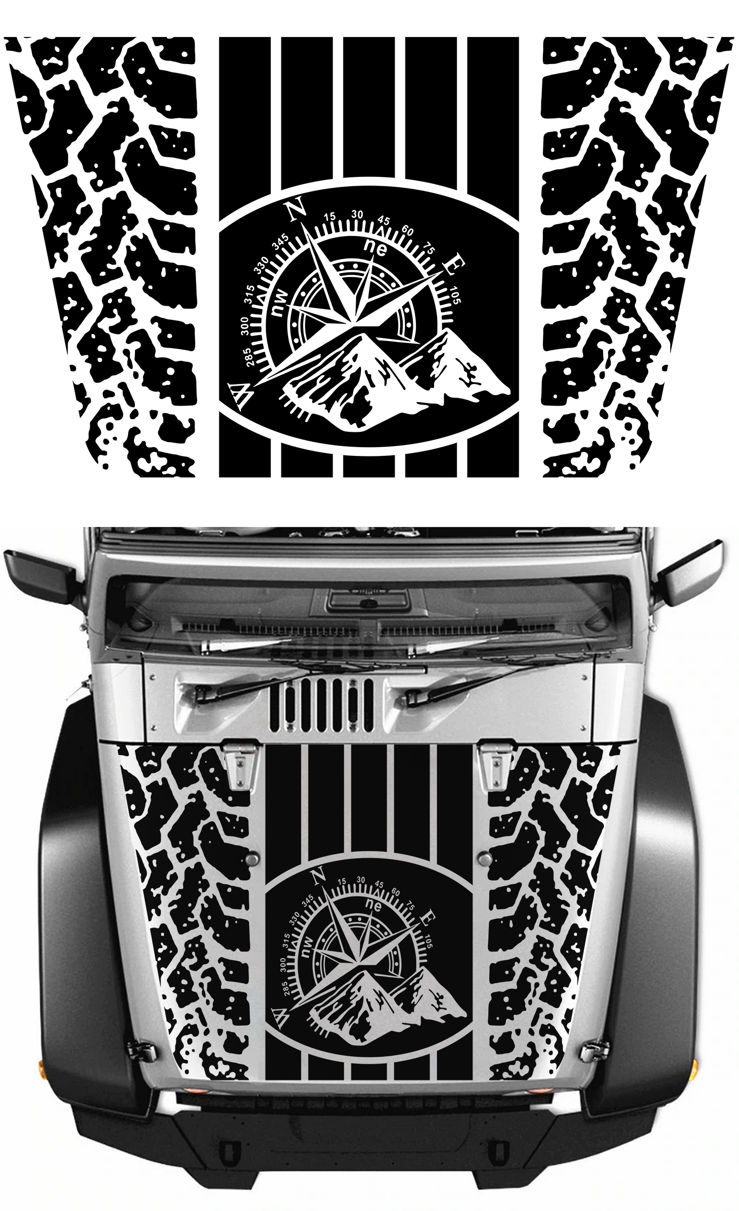 NAKLEJKI NA MASKE JEEP OFF ROAD MOTYW 166X100cm