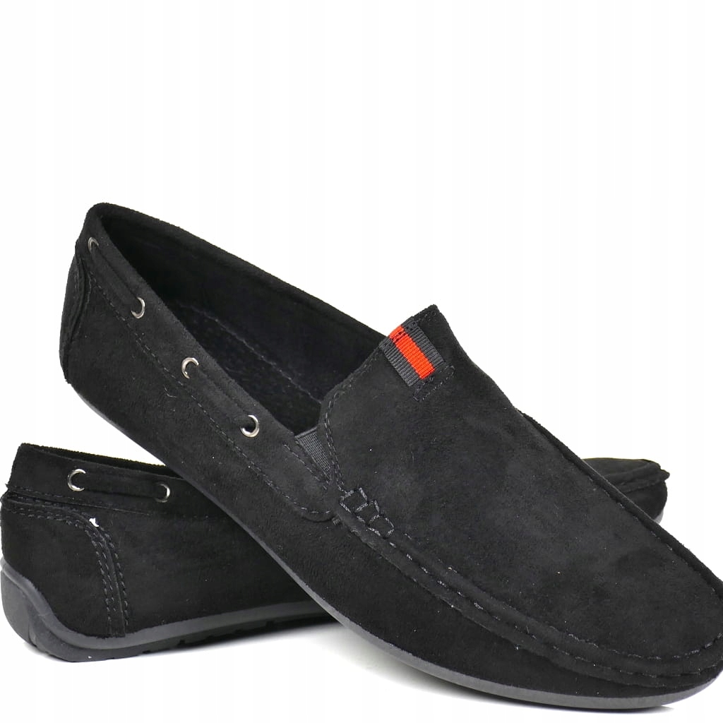 Mokasíny Pánské Nazouvací Boty Černé Klasické Semišové Elegantní Pohodlné