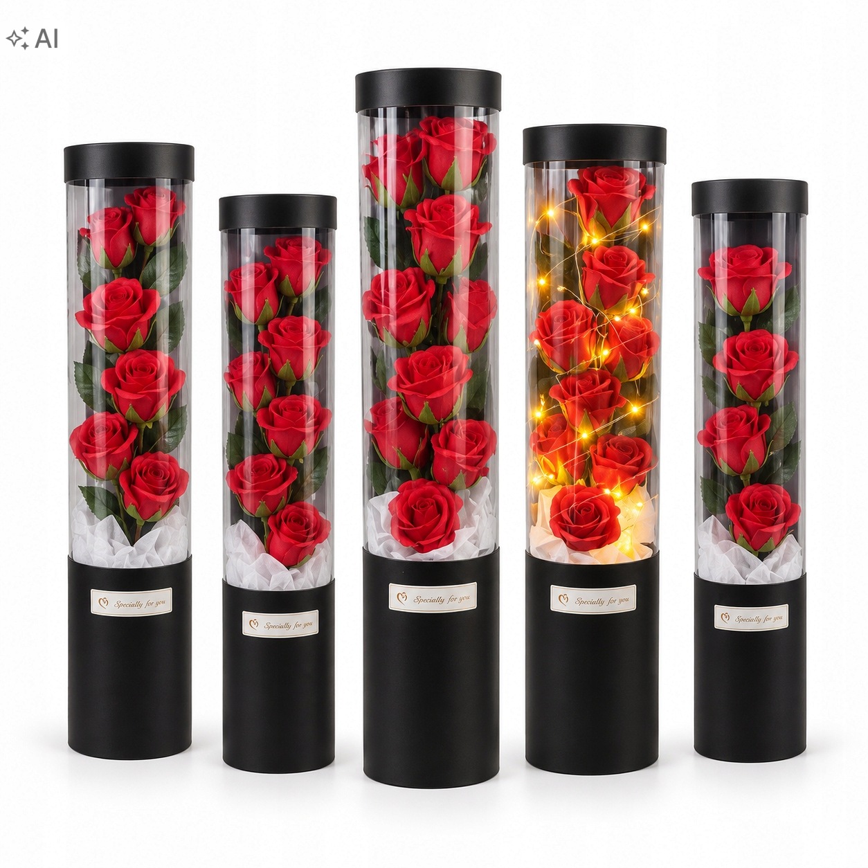 5 x Flower Box Mýdlové růže v tubě s ledem dárek pro maminku učitele babičky