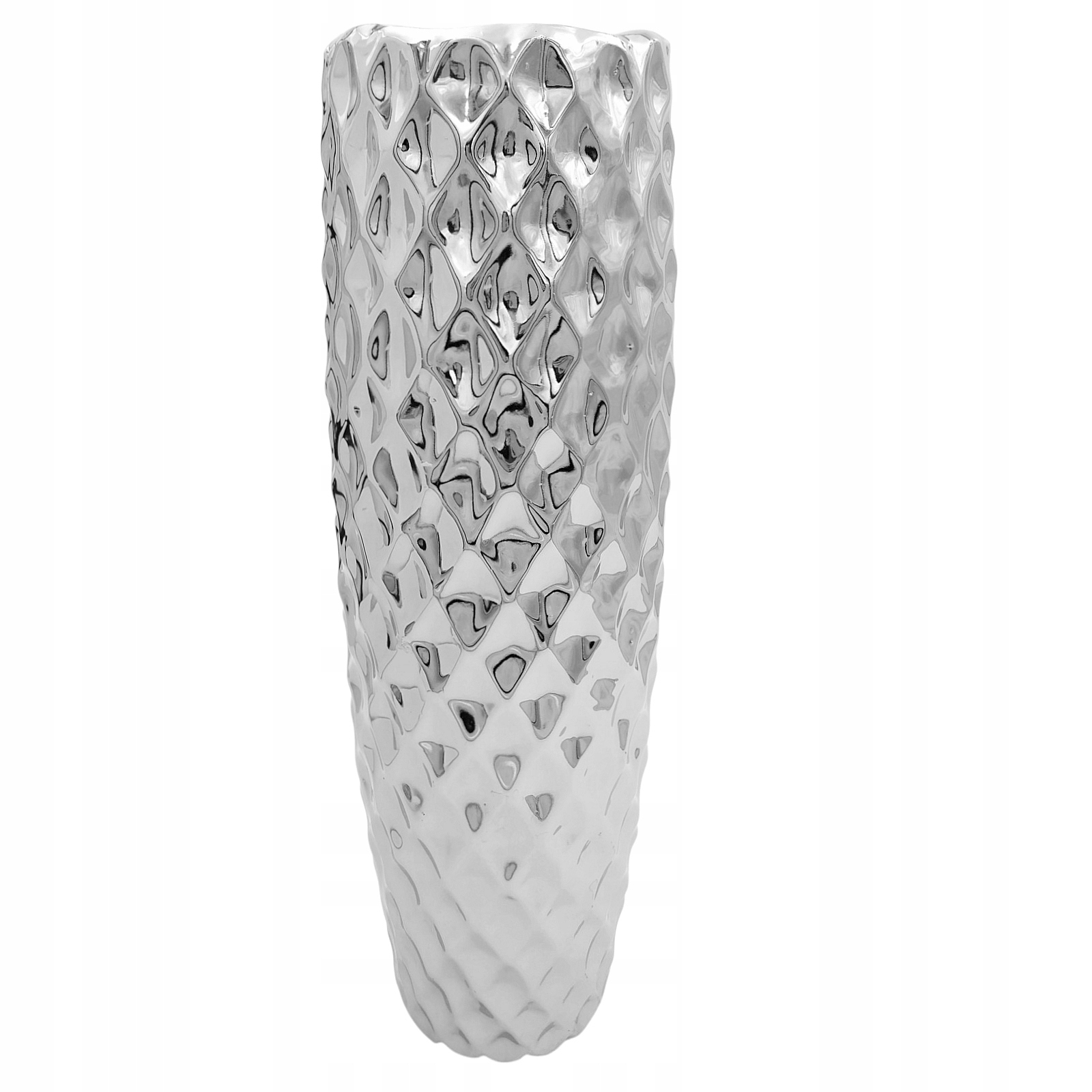Wazon Na Kwiaty Srebrny Duży Flakon Ceramiczny Dekoracyjny Nowoczesny 44cm