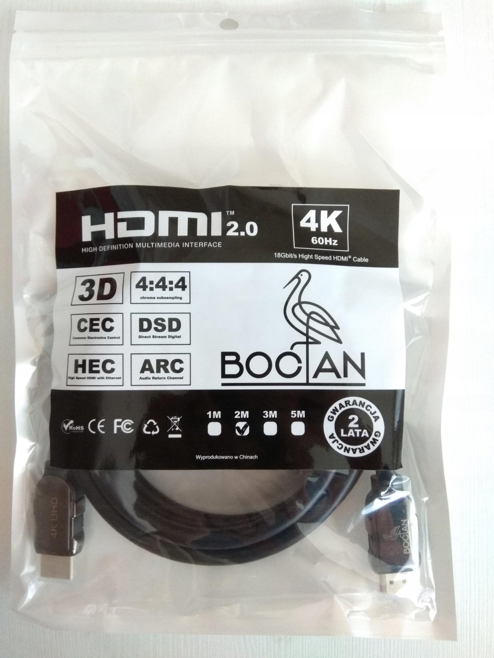 PROFESJONALNY kabel HDMI 2.0 4K ARC 4:4:4 MIEDŹ 3m Długość kabla 3 m