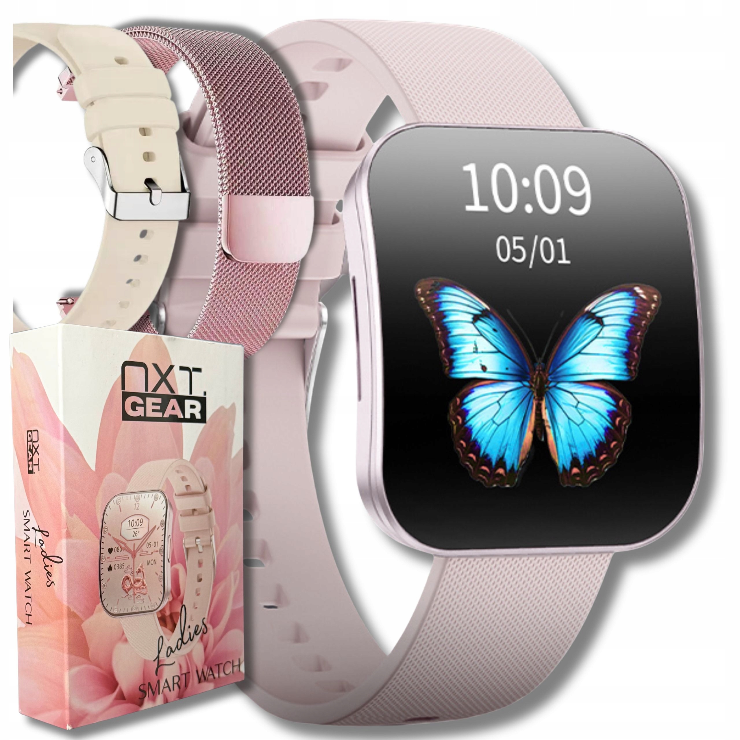 Zegarek Smartwatch damski mały Zaokrąglony ekran 3D Wodoodporny 3 paski