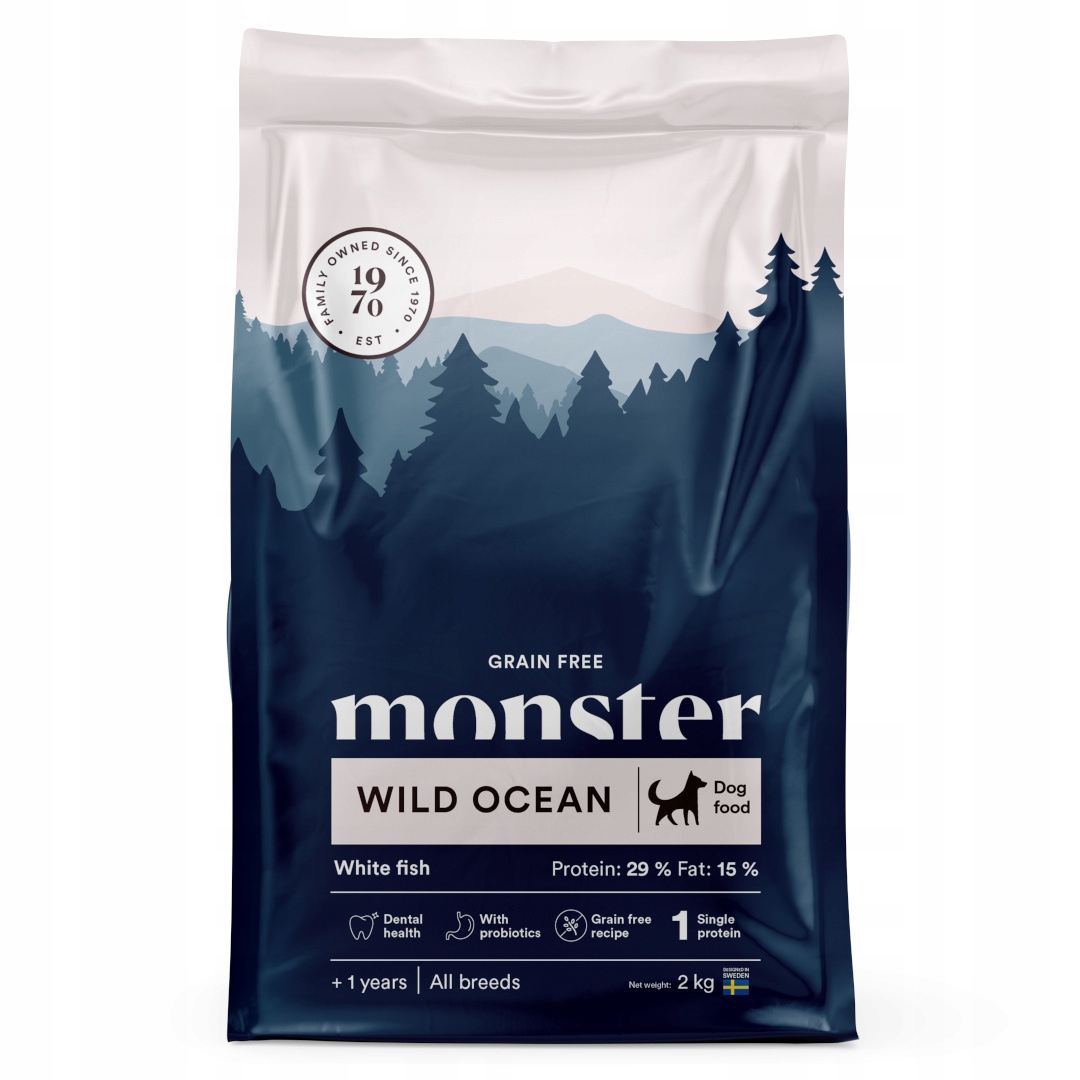 Levně Monster Dog Sensitive 2kg Bezobilné suché Krmivo pro psa s bílou rybou