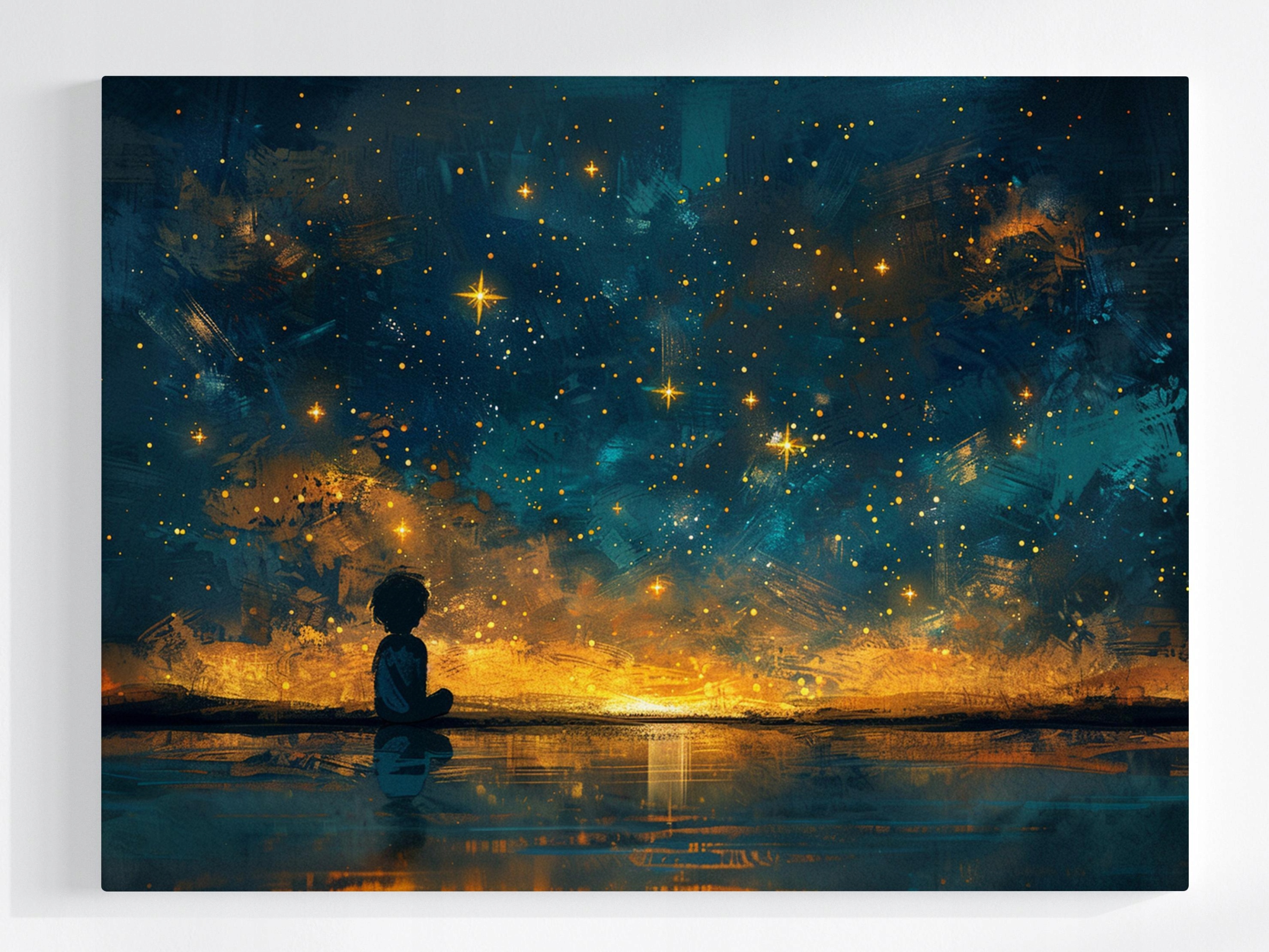 Obraz Na Plátně Canvas Dítě Astronom Noc Nebe Hvězdy Sen Magie 80x60