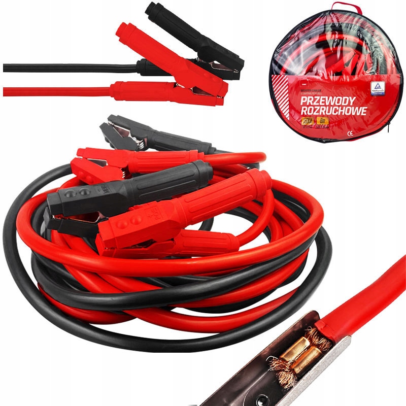 PRZEWODY KABLE ROZRUCHOWE 1500A DŁUGOŚĆ 6M GRUBE 50MM