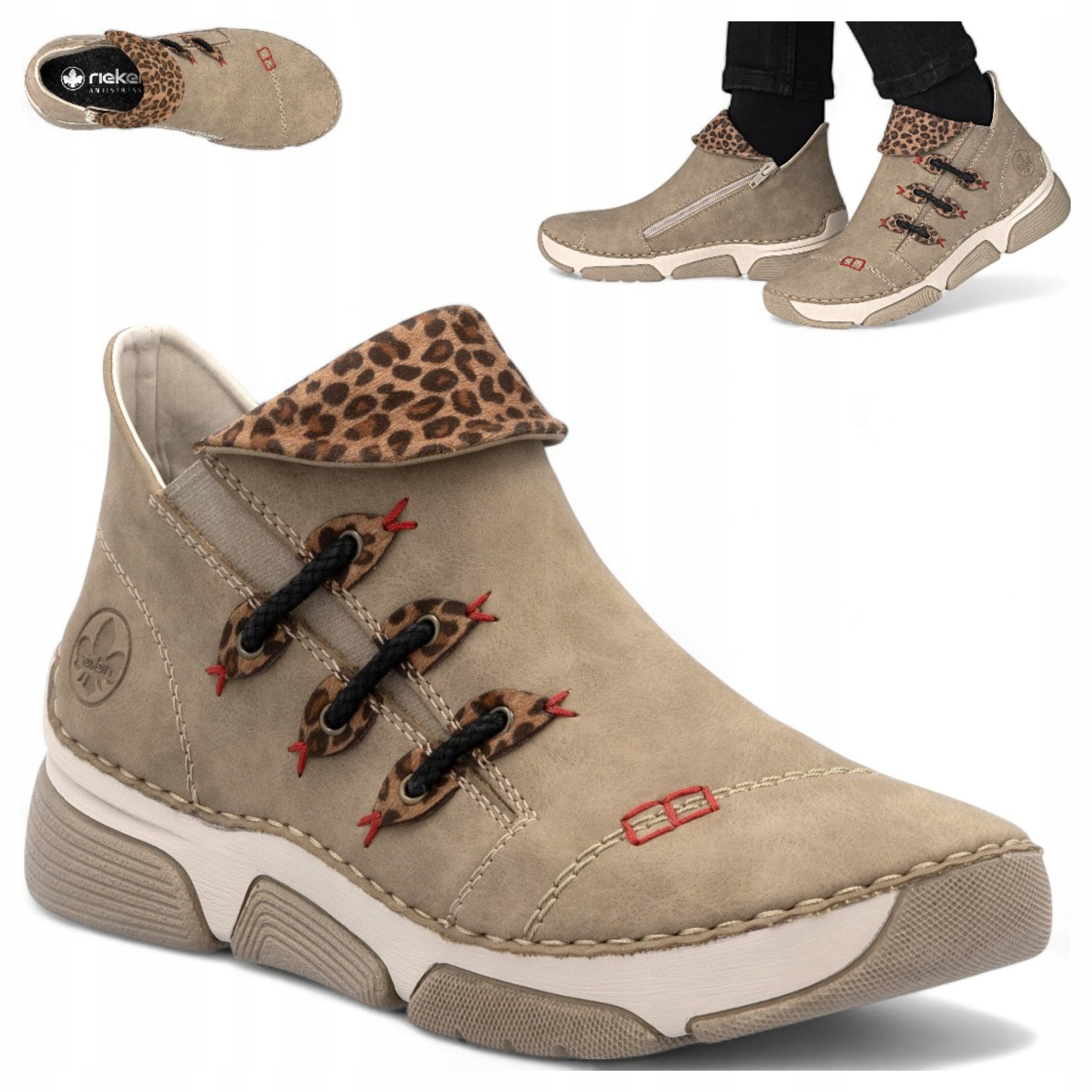 Dámské boty 37 Rieker Podzimní Kotníkové Boty Sportovní na zip a kotník Béžové