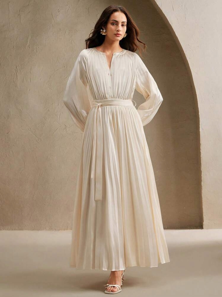 Anewsta Plisovaná Šaty S Pásek (s)