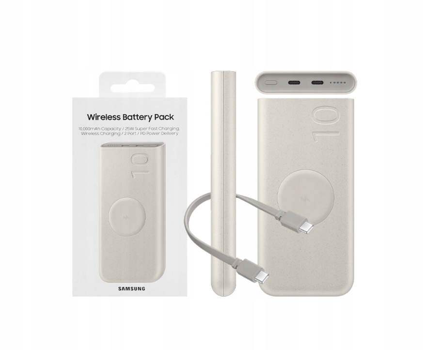 Samsung EB-U2510 Indukční powerbanka 2xUSB-C 10000 mAh 25W Béžová