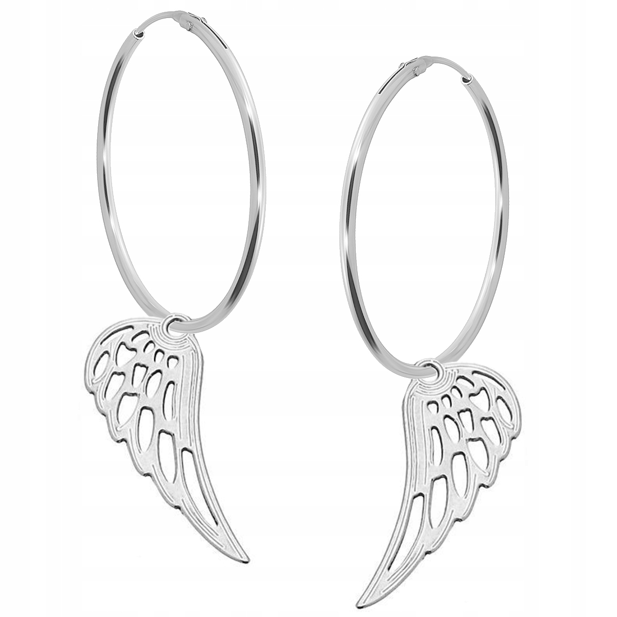 

Kolczyki Duże Koła Skrzydła Anioła srebro 925