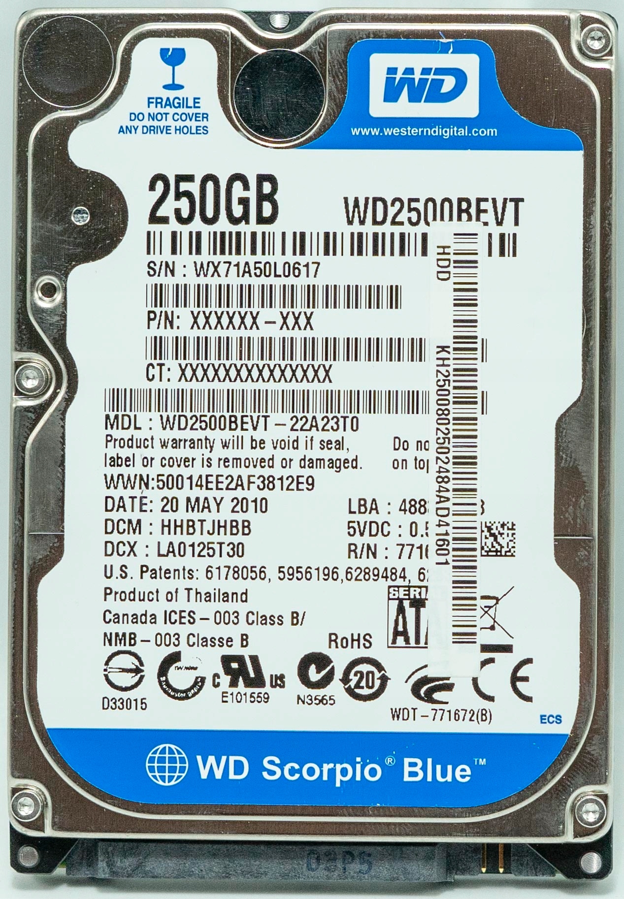 Dysk HDD WD Blue 2,5'' SATA III 250GB WD2500BEVT
