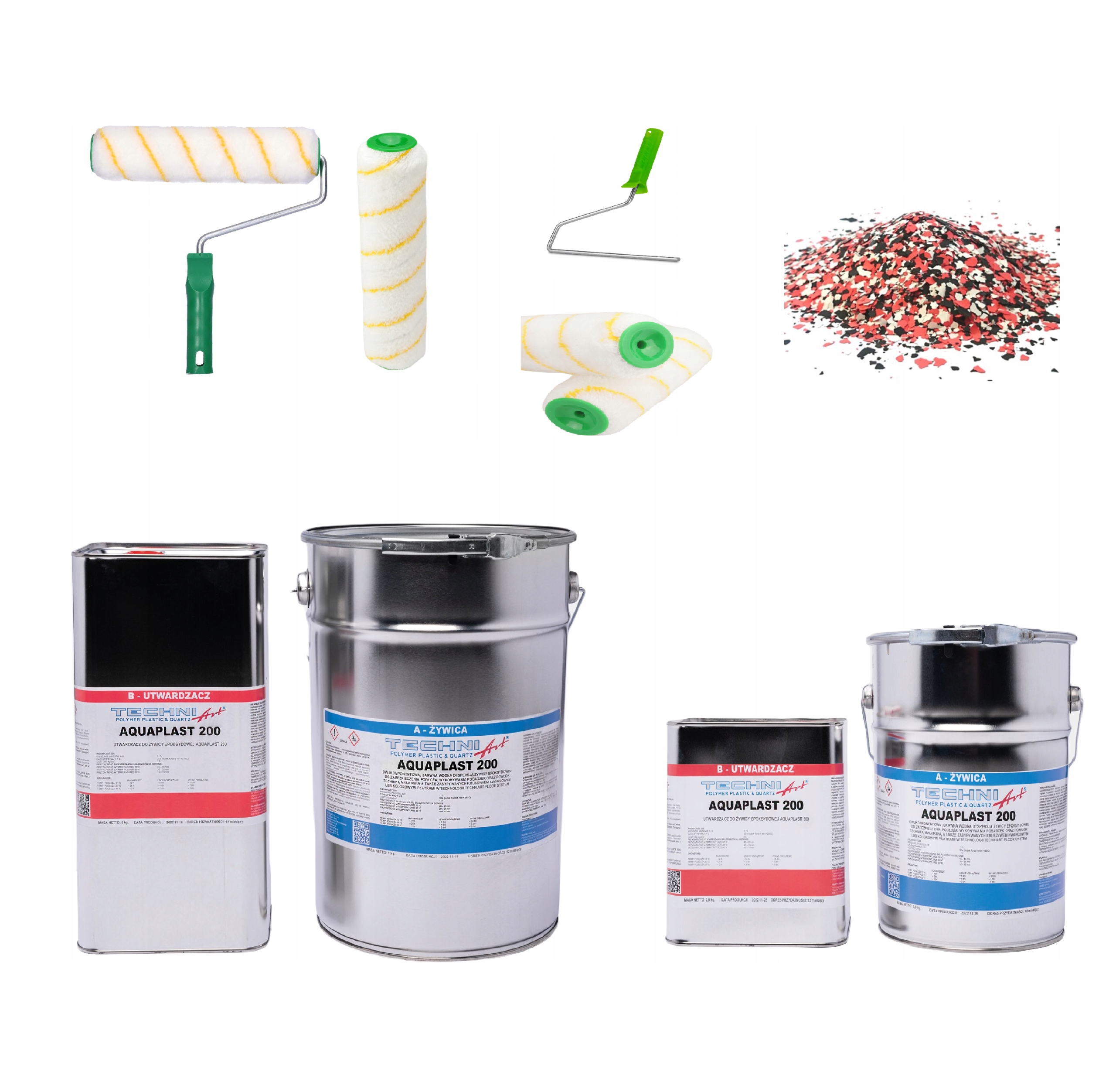 

Żywica do garażu piwnicy 18kg płatki wałki 36m2