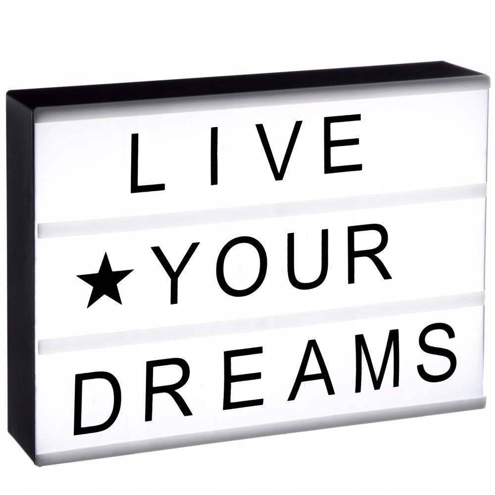LAMPA LIGHT BOX Z NAPISAMI UŁÓŻ SWÓJ TEKST DEKORACJA LED NA BATERIE 30X22CM