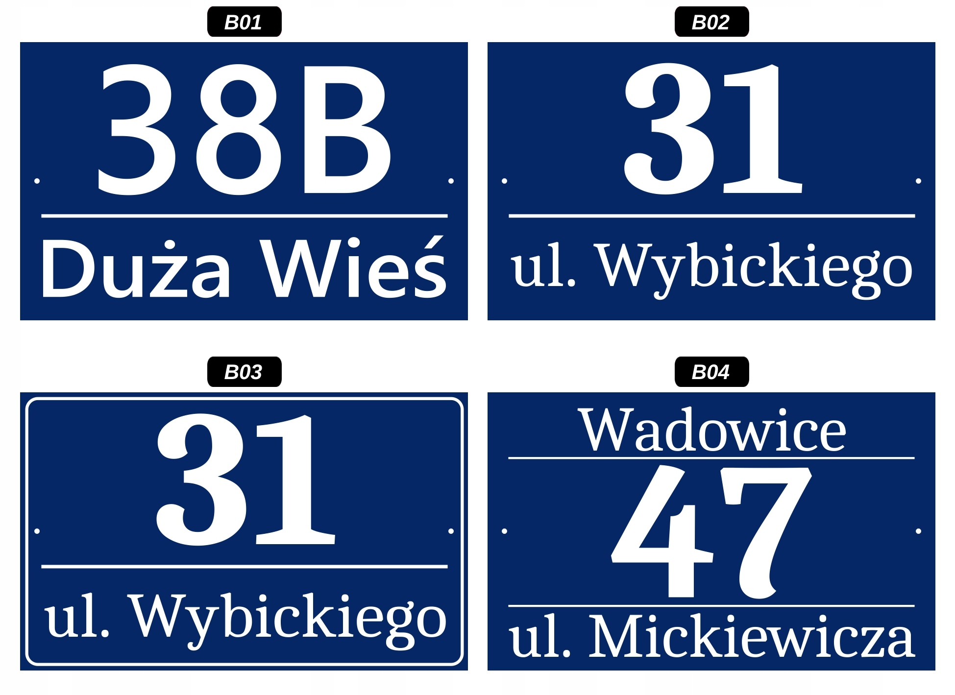 TABLICZKA ADRESOWA DUŻA NIEBIESKA - METALOWA -UV Szerokość produktu 32 cm