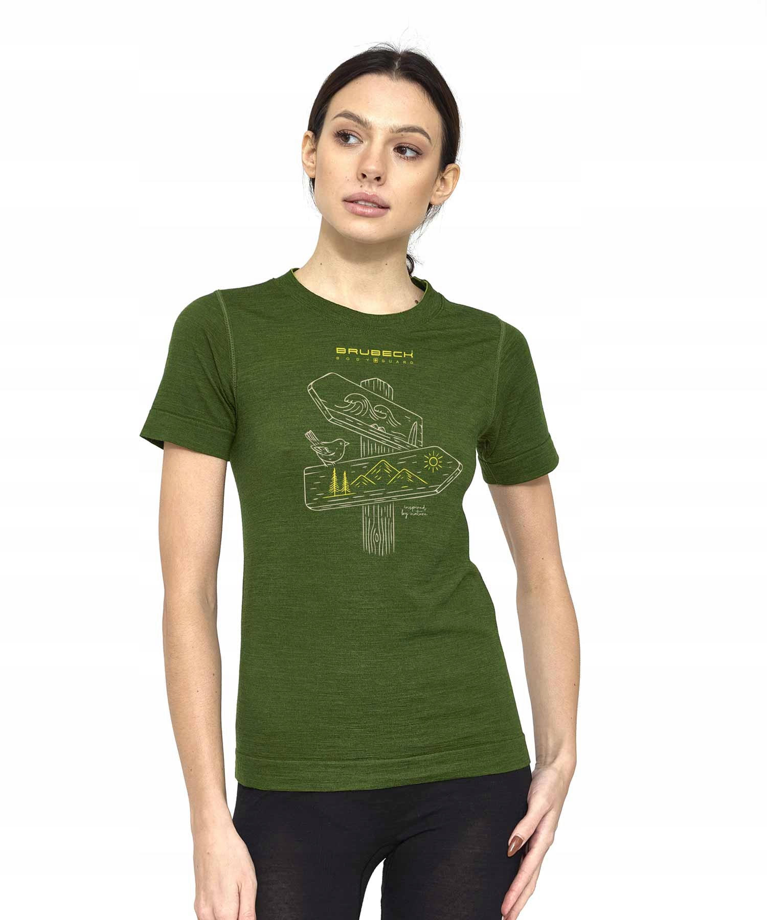 Damska podkoszulka Z Wełną Merino Wool Outdoor W góry Brubeck zielony M