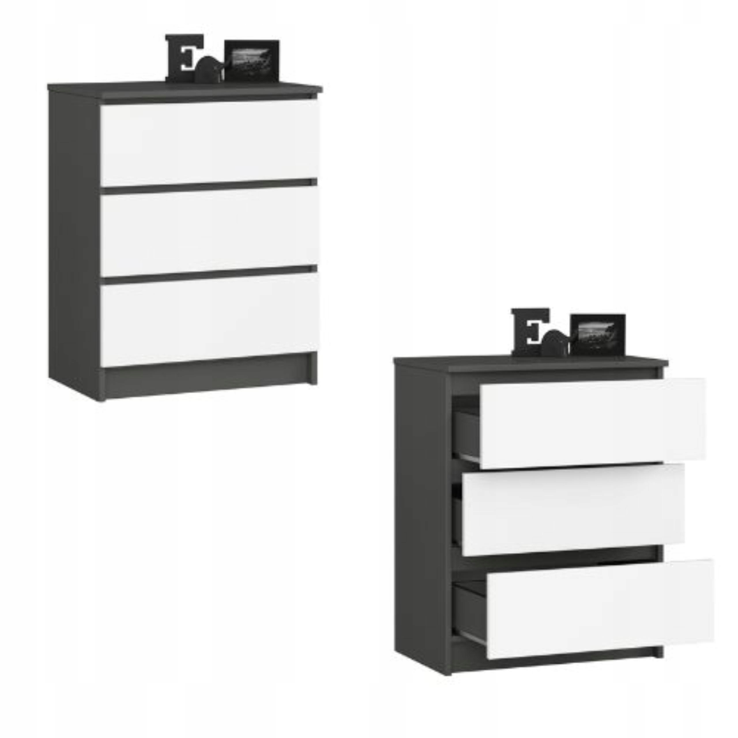 Komoda, skrinka K60 3, zásuvky, grafitová biela Akd